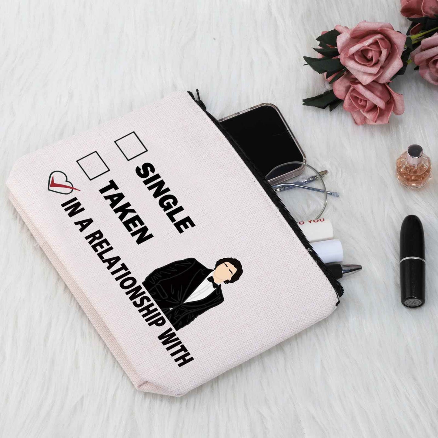 G2TUP A D inspired Gift Dating A D Makeup Bag A D Fan Cosmetic Bag A Merch Zipper Travel Bag (Dating A White Bag)