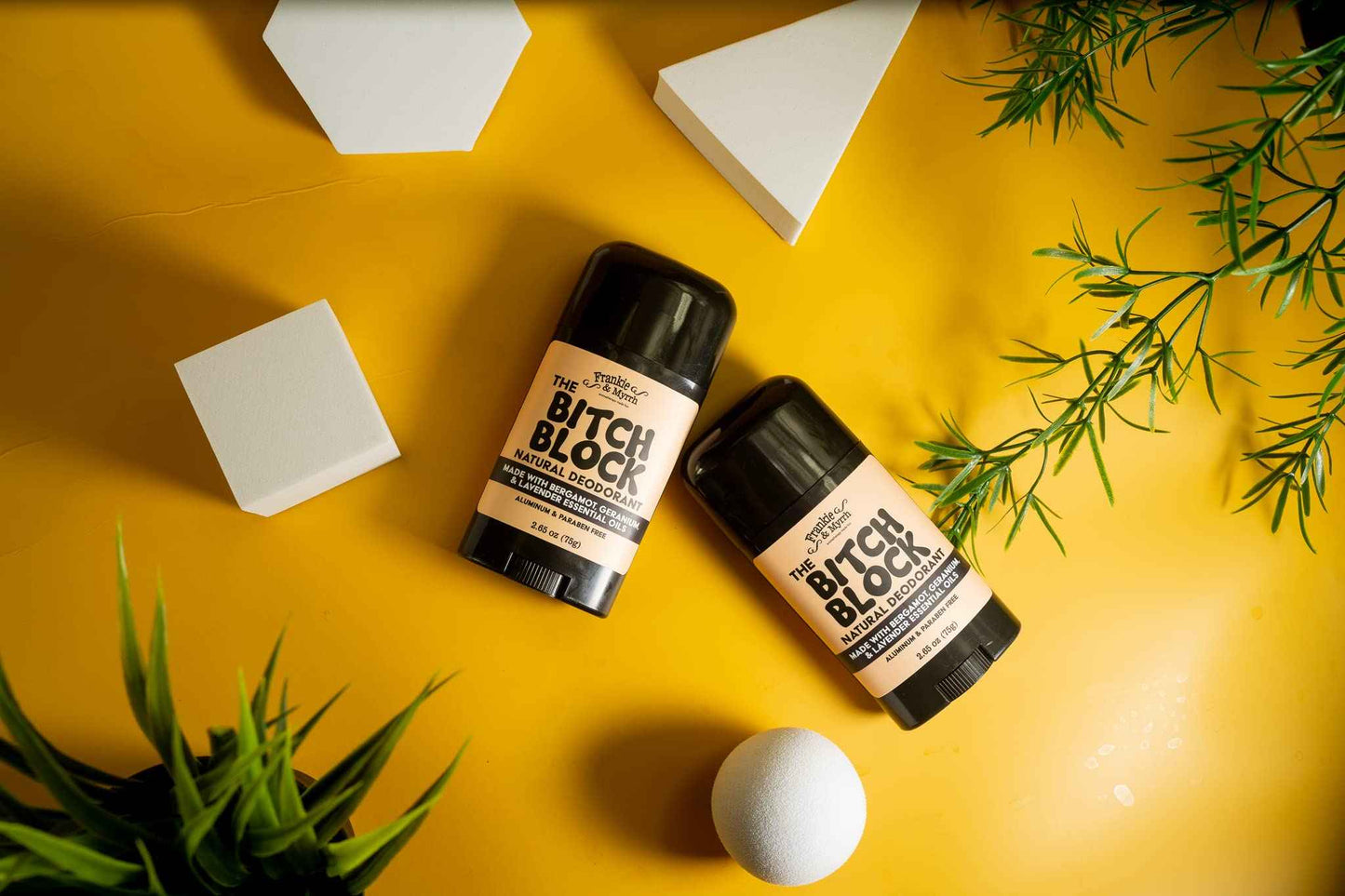 Frankie & Myrrh B!#ch Block Deodorant 2-Pack | Bergamot, Geranium, Lavender | Natural with Essential Oils | Aluminum-Free (256 oz) | Paraben & Phthalate Free