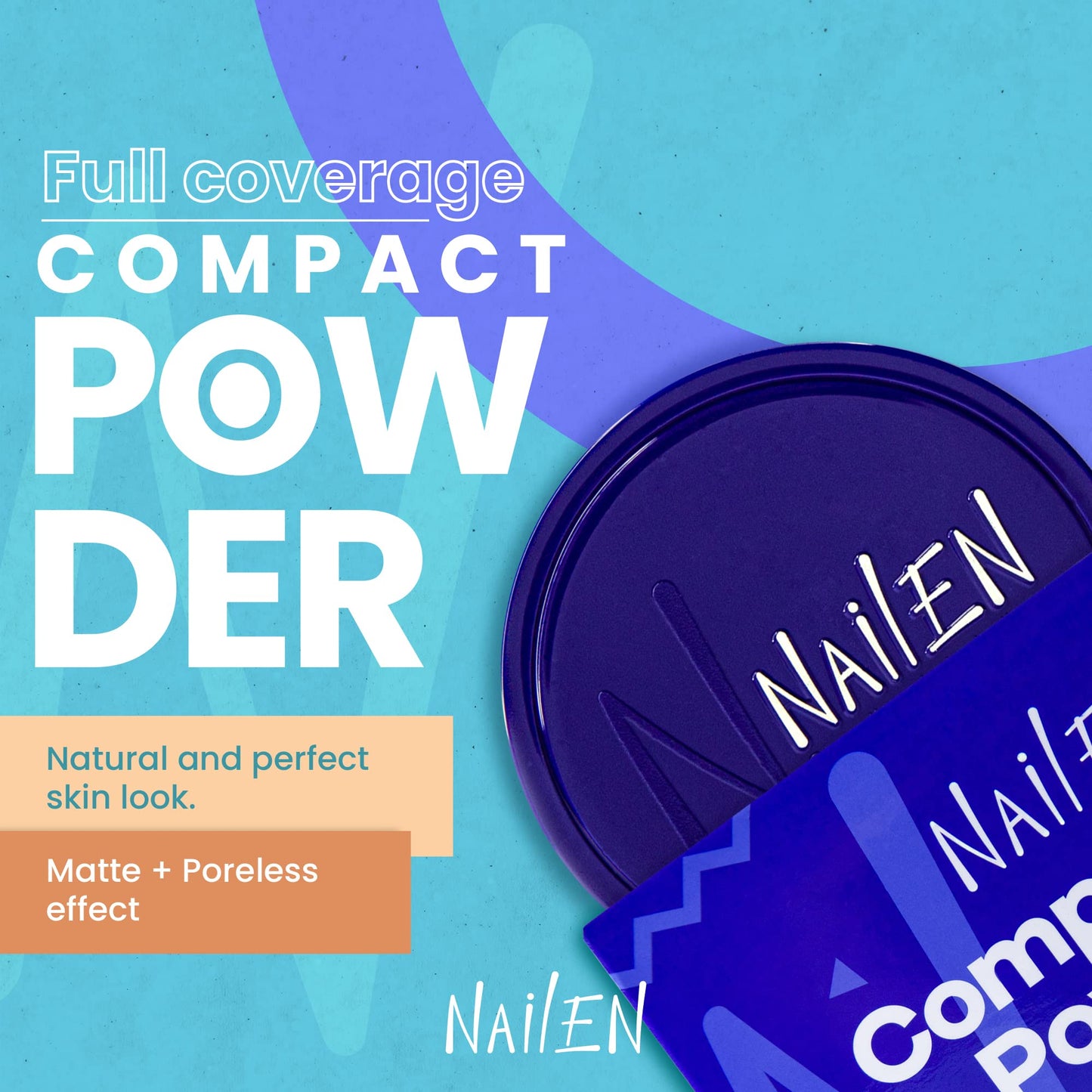 Nailen Compact Makeup Setting Powder with Matte Finish, Shine Control, Full Coverage - Ideal for All Skin Types & Poreless Smooth Look - Tone 2, (1 Count)