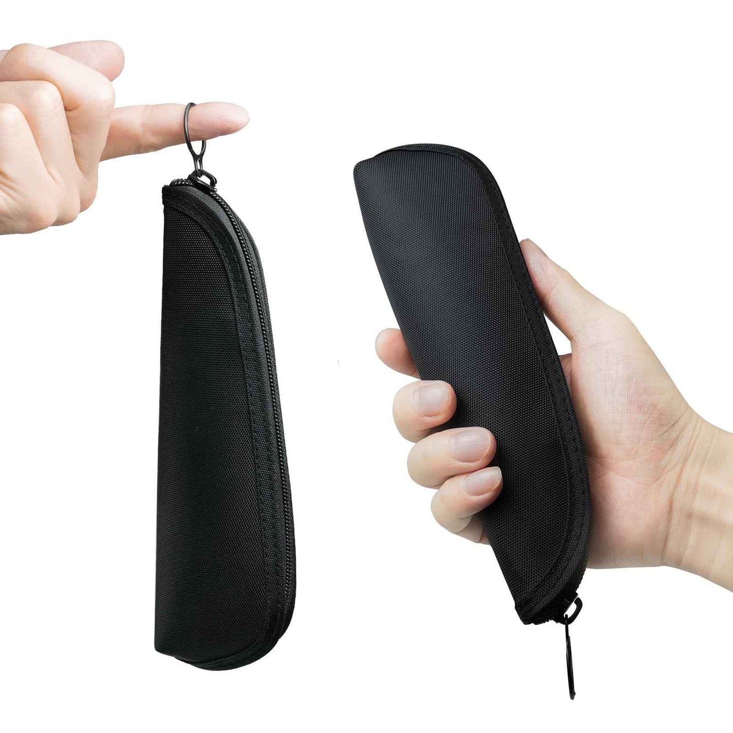 Aosbos Small Makeup Brush Holder Bag, 8.0 x 2.6 IN, Travel Cosmetic Pouch Organizer for Make Up Brush Traveling Case, Black Multi-Functional Pouch