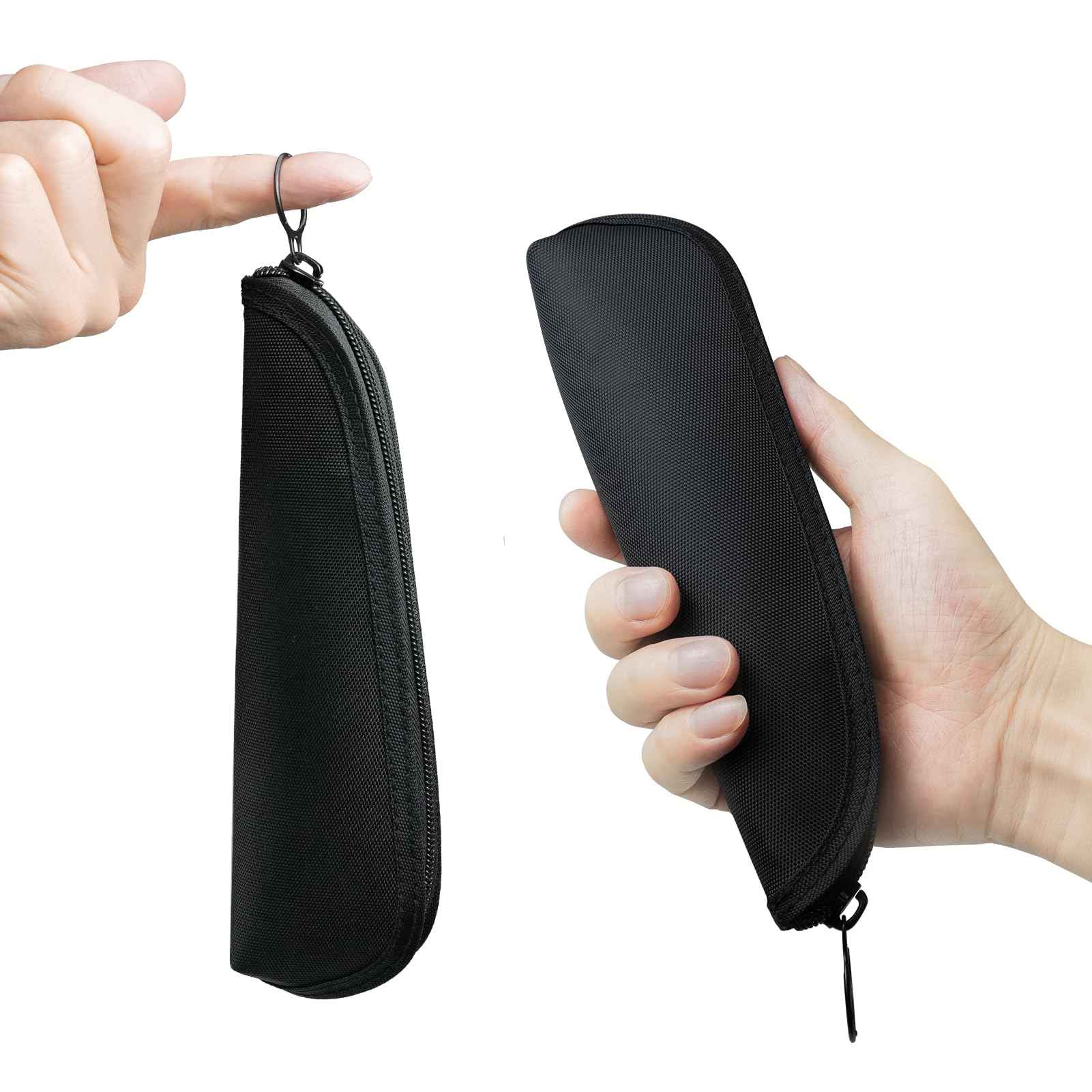 Aosbos Small Makeup Brush Holder Bag, 8.0 x 2.6 IN, Travel Cosmetic Pouch Organizer for Make Up Brush Traveling Case, Black Multi-Functional Pouch