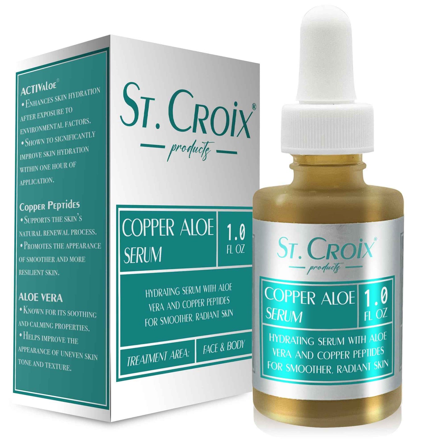 Copper Peptide & Aloe Serum – Hydrates, Firms & Soothes Skin – Highest-Grade 0.25% Copper with Pure Aloe Vera 10X-D – 1 fl oz – Peptide Blast by St. Croix Products