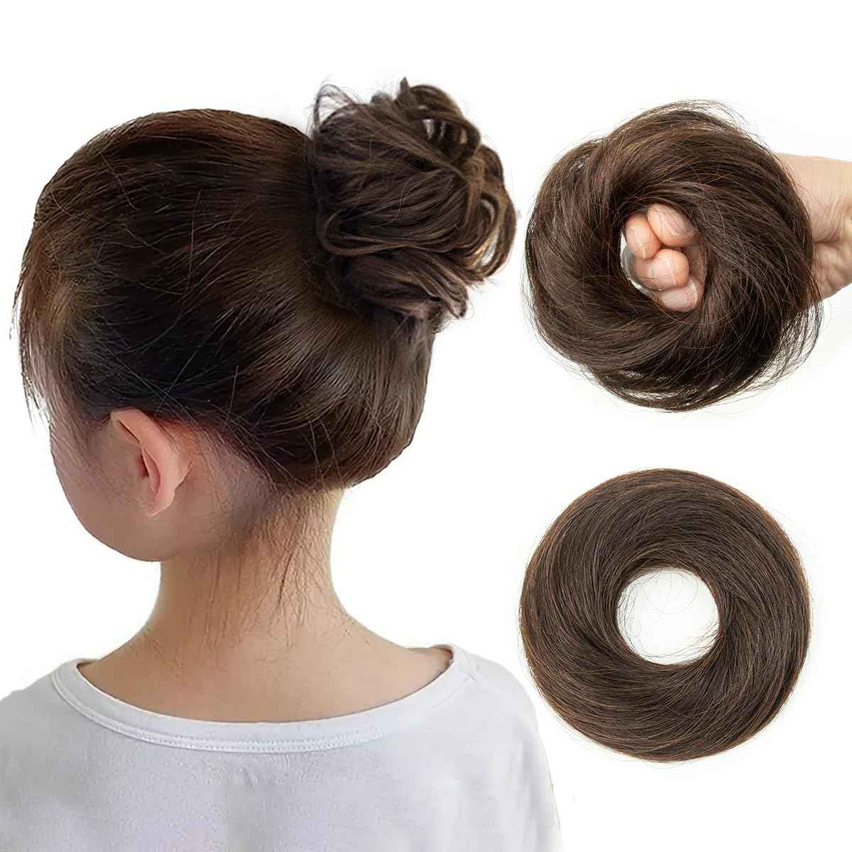 isheeny Messy Bun Hair Piece 2PCS 100% Real Human Hair Tousled Updo Extension Natural Curly Messy Bun with Elastic Band Hair Bun Hair Piece for Preschool Children Ponytail Extensions