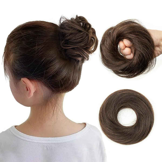 isheeny Messy Bun Hair Piece 2PCS 100% Real Human Hair Tousled Updo Extension Natural Curly Messy Bun with Elastic Band Hair Bun Hair Piece for Preschool Children Ponytail Extensions