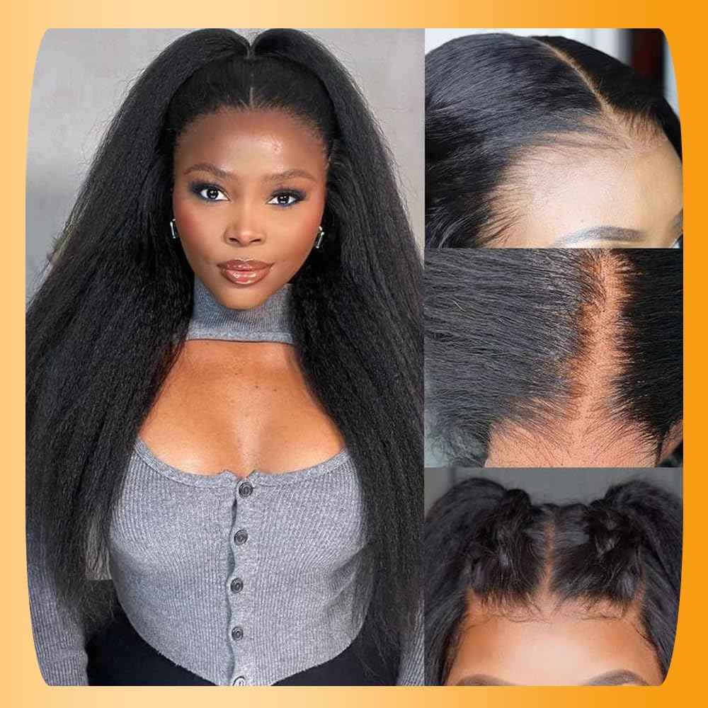 QTHAIR 16A Kinky Straight Lace Closure (16inch) 4x4 Free Part 150% Density Top Swiss Lace Natural Kinky Straight Human Hair Closure with Baby Hair