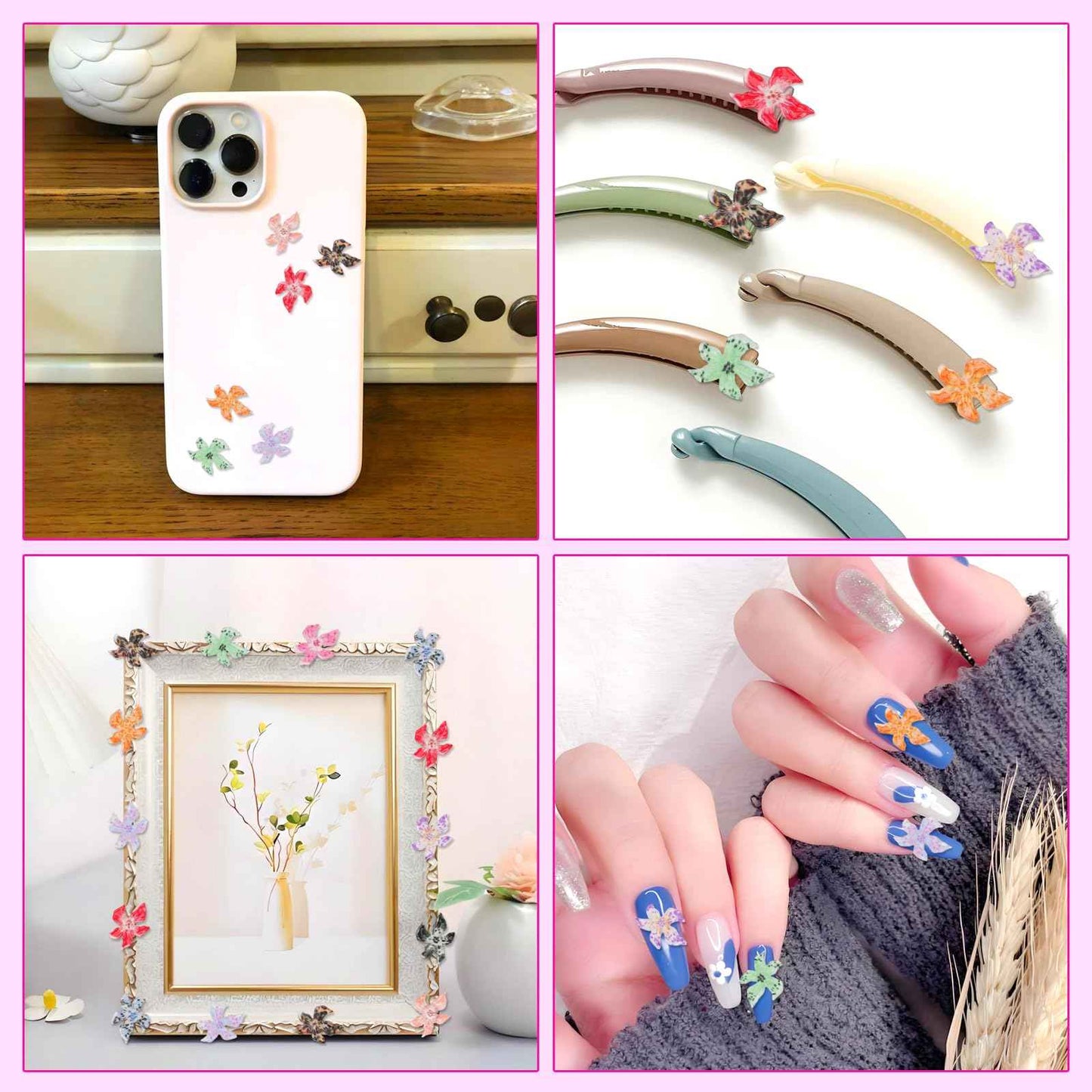 Mini Flowers Figurines, 220pcs Miniature Dollhouse Accessories Tiny Flowers for Crafts Nails Charm Figurines for DIY Fairy Garden Dollhouse Micro Landscaping Decoration