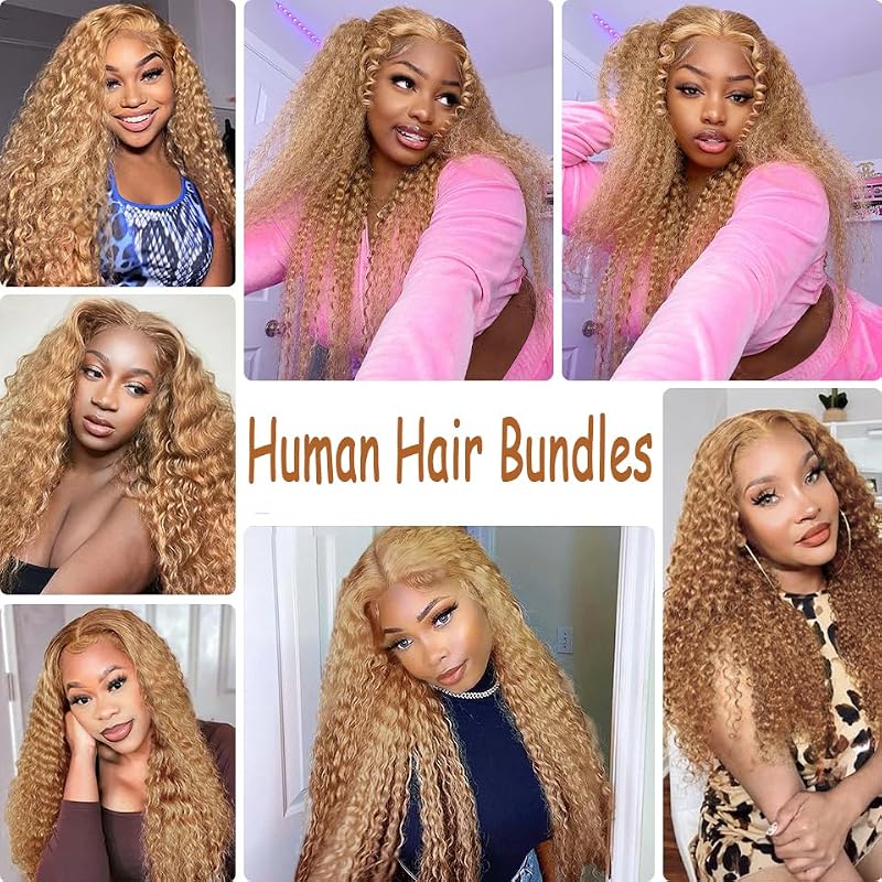 #27 Blonde Water Wave Human Hair Bundles - 18 Inch, 3 Pack