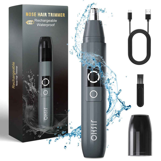 JISHO Rechargeable Ear and Nose Hair Trimmer for Men Women-12000 RPM Powerful Motor with Dual Edge Blades, Waterproof, USB Type-C, Easy to Clean Travel Size