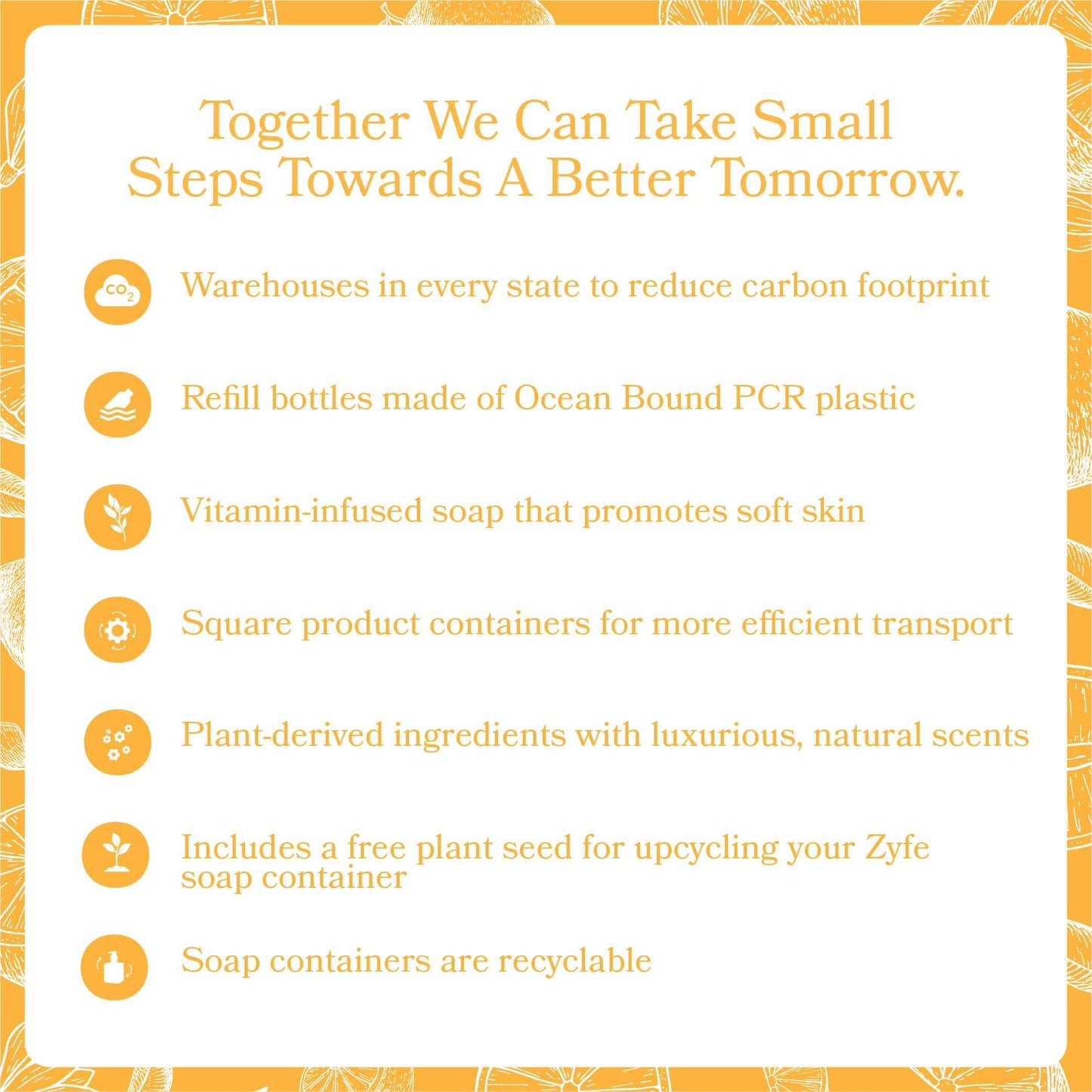 ZYFE Foaming Hand Soap Refills, Half Gallon Hand Soap Foam Refill with Essential Oil Fragrance in Recycled Bottle, Citrus Handwash Refil Biodegradable+