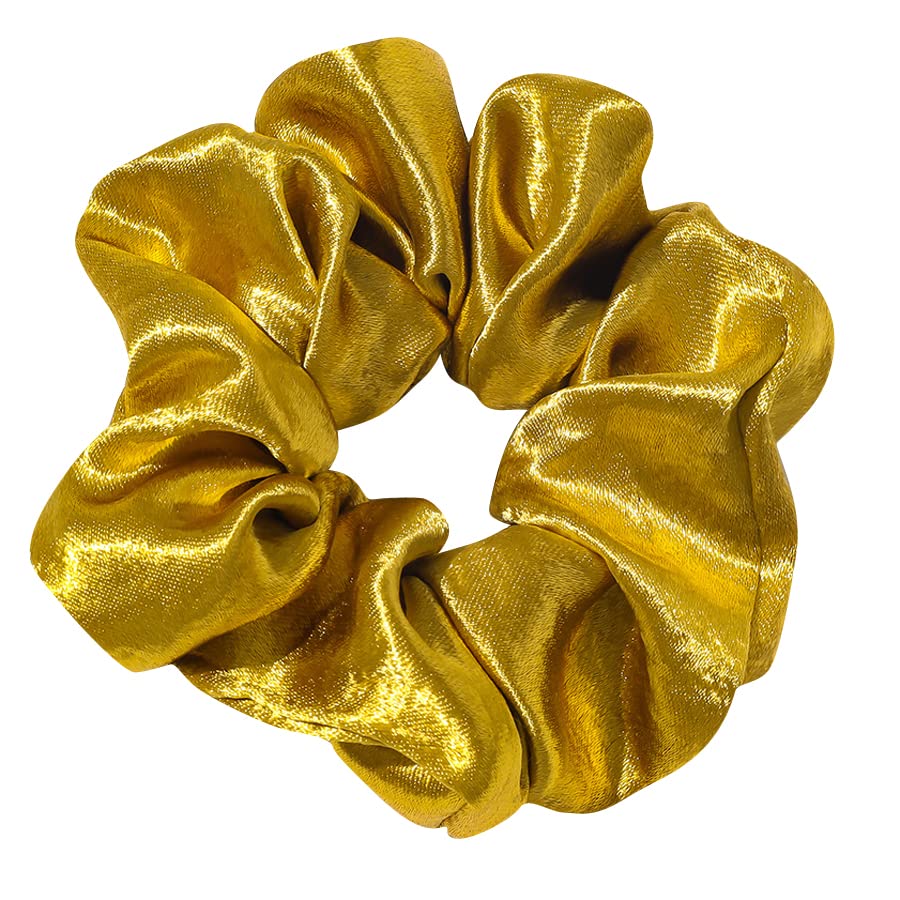 6 Pack Soft Satin Sleep Hair Scrunchies for Thick Hair Bright Silky Hairstyle Ponytails Holder Hair Scrunchy Elastic Hair Bands Ties Hair Accessories Pineapple Hair Wrist Band for Women Girls Bridesmaid Curly Coarse Hair Bun Workouts (Gold)