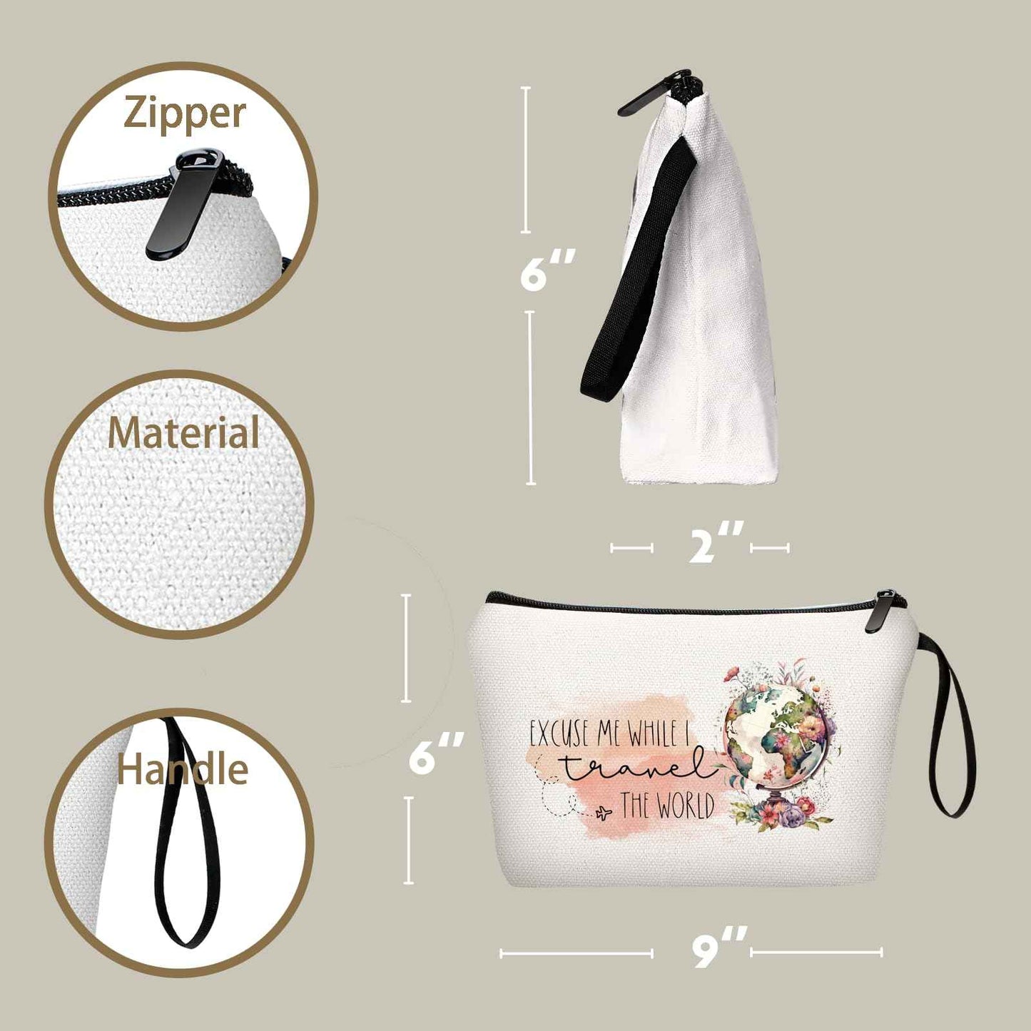 KONSOM Travel Gifts for International Travelers Women Female Friend Daughter Mom Sister Cosmetic Makeup Bag Organizer Christmas Birthday