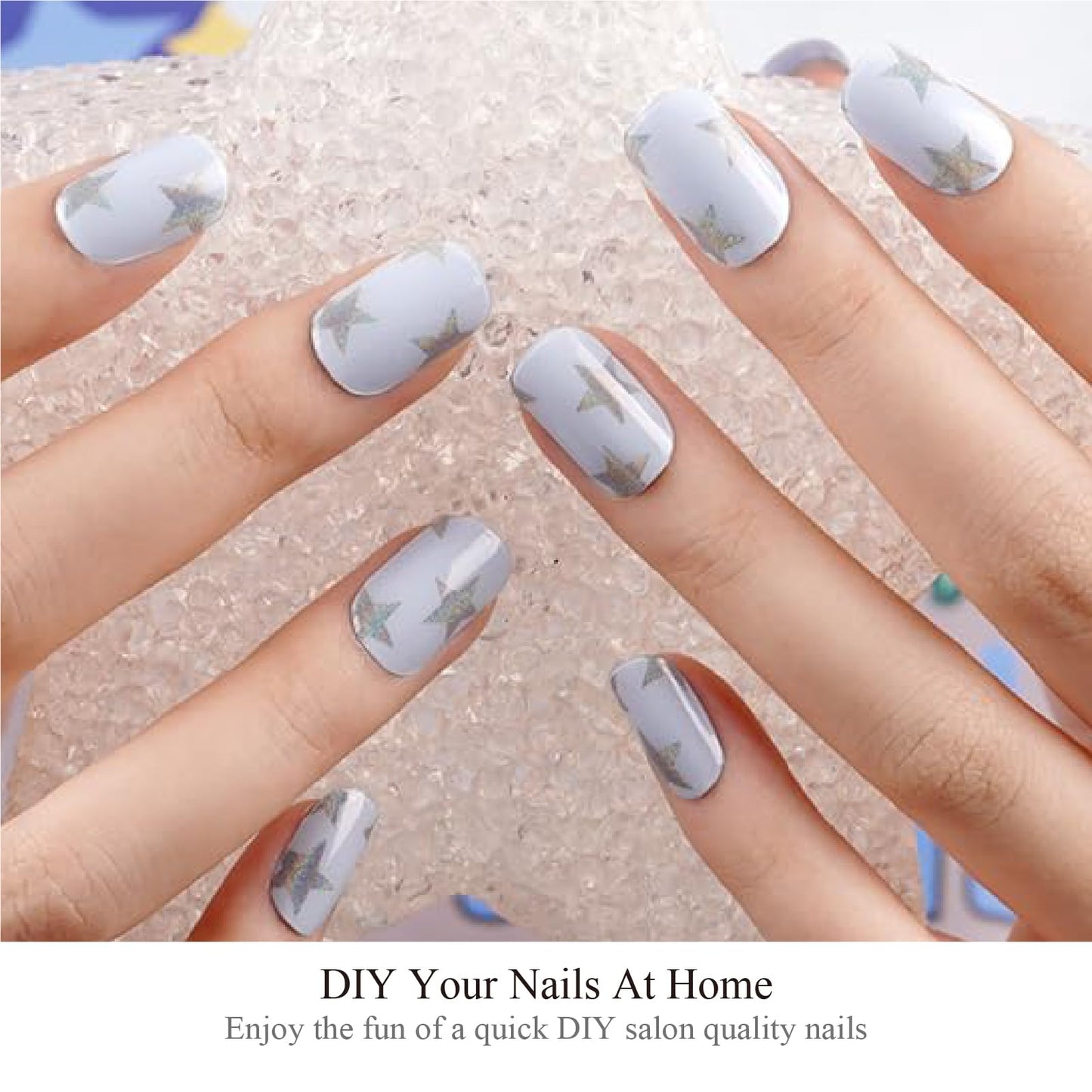 Nelikoo Semi Cured Gel Nail Strips, 20 pcs Gel Nail Stikers, Gel Nail Wraps Semi Cured, Salon-Quality, 2 Weeks Long Lasting