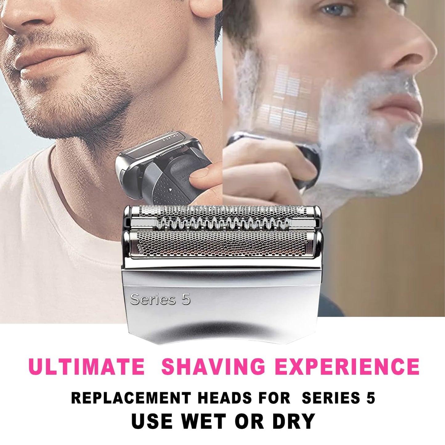 2 PACKS 52S Series 5 Electric Shaver Replacement Head for Men Razor Shaving Blades Compatible with 52S Replacement Electric Shaver Heads Braun Series 5: 5090/5190cc, 5040/5140s, 5030s, 5147s, 5145s