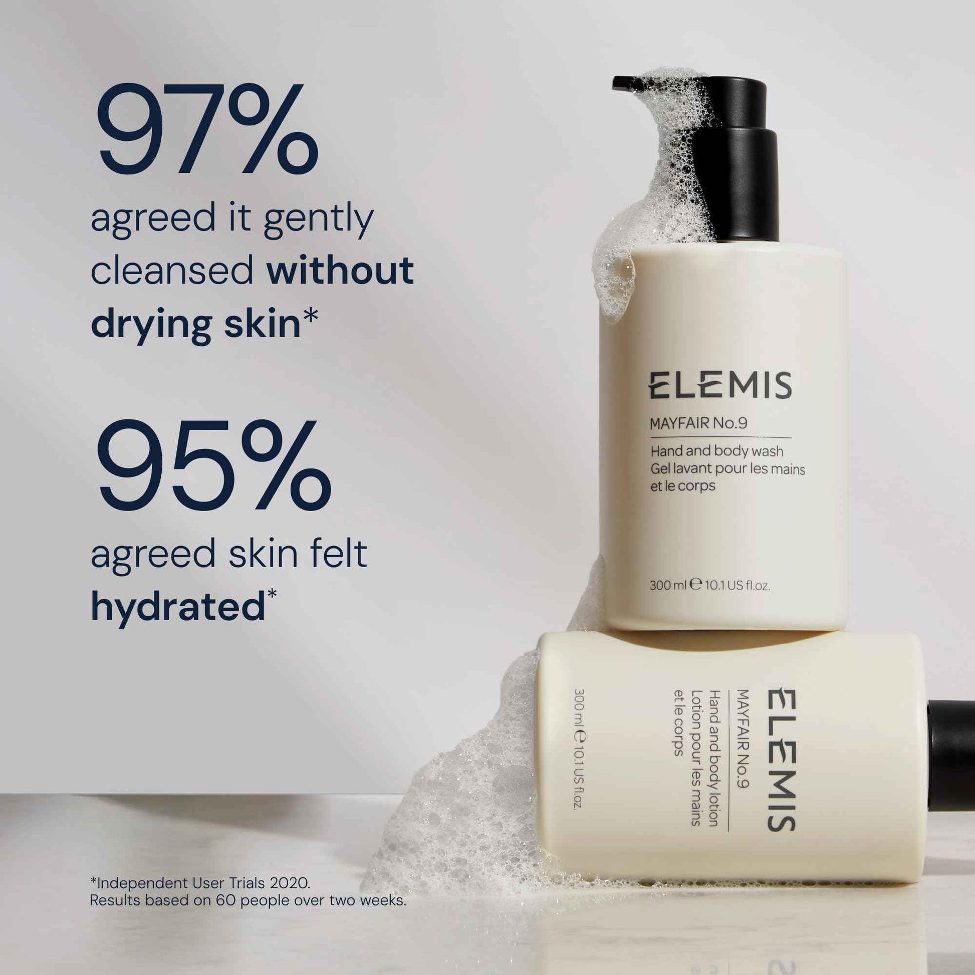ELEMIS Mayfair No.9 Hand & Body Wash, Cleanses, Hydrates, and Refreshes, 95% Biodegradable, PEG- and SLS-Free, Refillable + Recyclable Bottle, 300ml