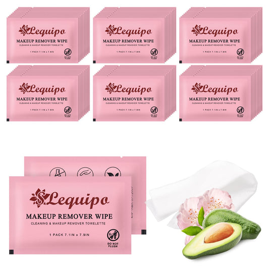 SLequipo 100 pcs Makeup Remover Wipes Individually Wrapped, Bulk Single Makeup Remover Wipe Travel Makeup Remover Cloth for Face (PINK)