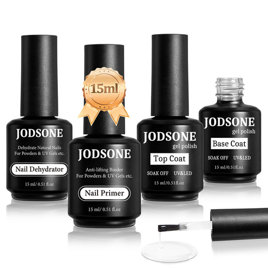 JODSONE 4 Bottles of 15 Capacities of Nail Dehydrator Nail Primer Base Top Coat Long Lasting and Easy to Apply Large Bottle