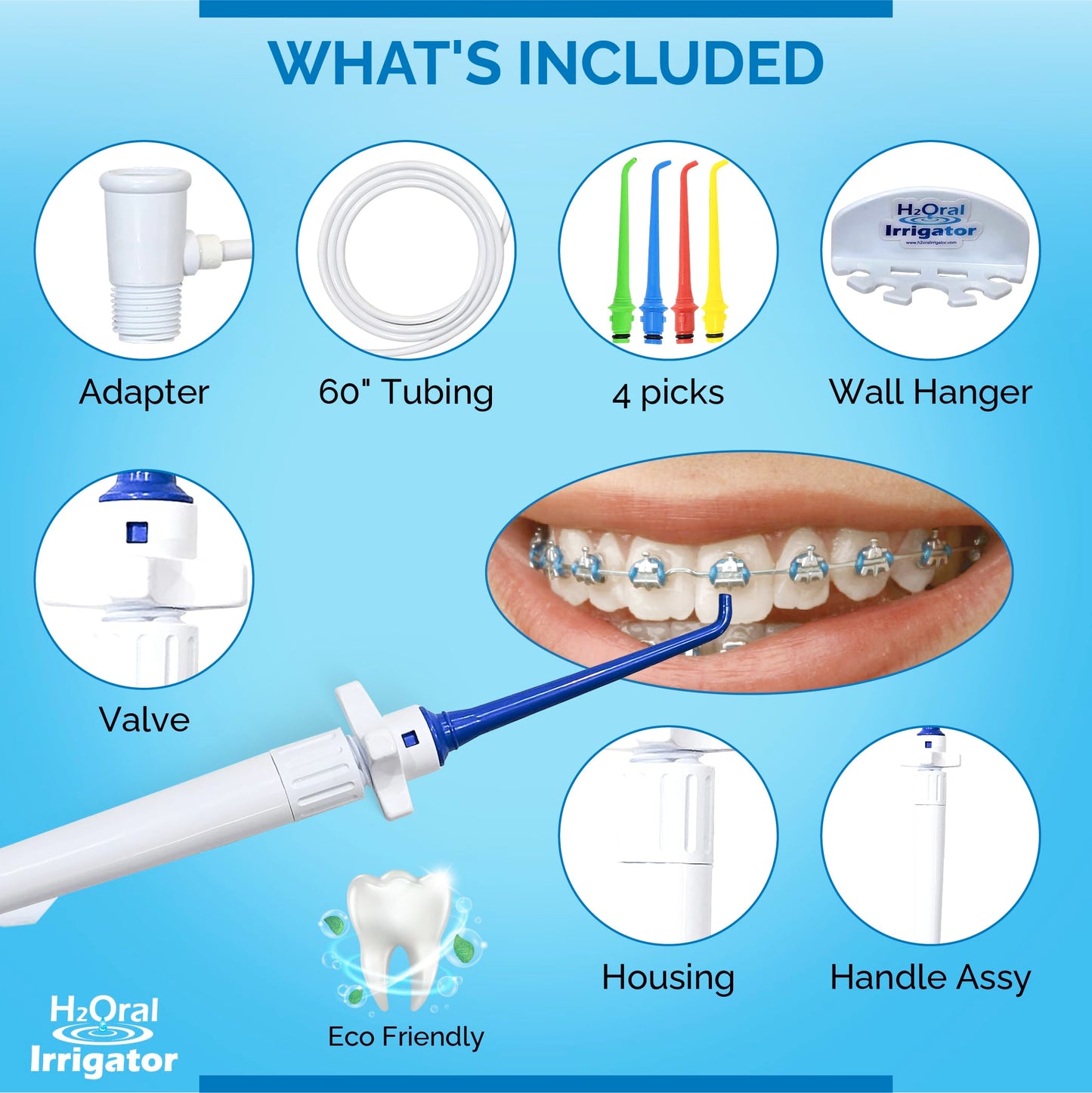 H2Oral Irrigator Dental Care System | Advanced Shower Water Flosser for Healthy Gums and Teeth | Experience Superior Dental Hygiene at Home | Made in U.S.A.