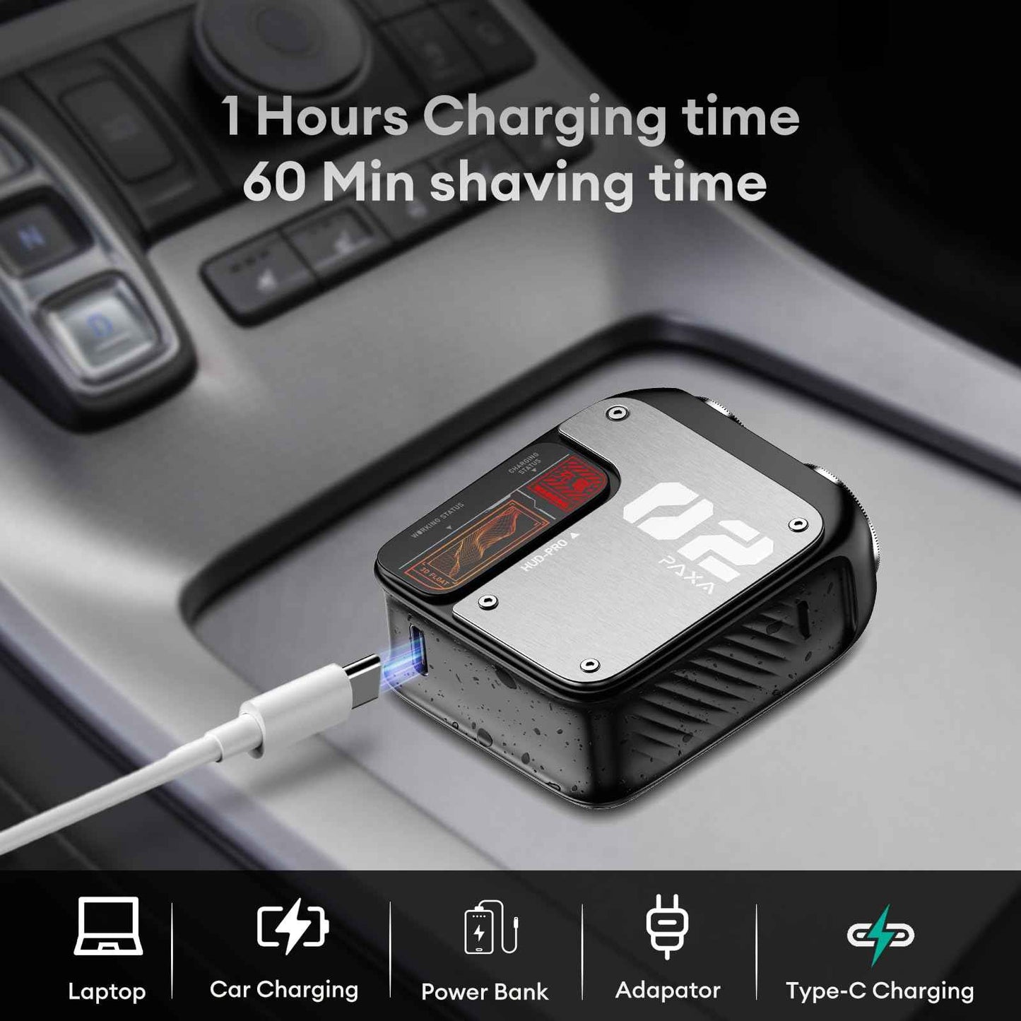 PAXA Mini Electric Shaver for Men,9000Rpm Electric Razor for Men,Magnetic Dual-Head Rotary Pocket Shaver IPX7 Waterproof Wet & Dry for Shaving Face,USB-C Rechargeable for Home,Car,Travel(Gray)