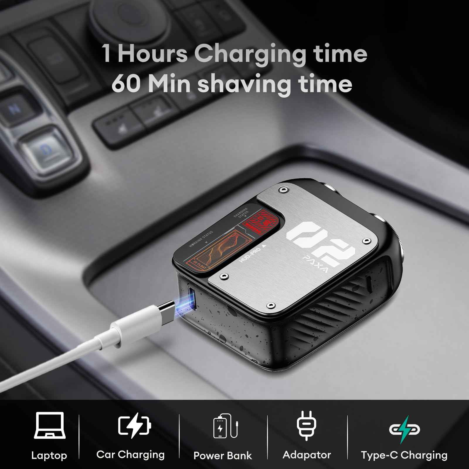 PAXA Mini Electric Shaver for Men,9000Rpm Electric Razor for Men,Magnetic Dual-Head Rotary Pocket Shaver IPX7 Waterproof Wet & Dry for Shaving Face,USB-C Rechargeable for Home,Car,Travel(Gray)
