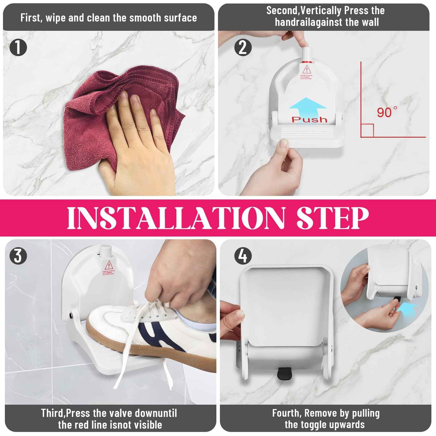 Foot Rest for Shower to Shave Legs, Foldable Shaving Step for Inside Shower, Suction Cup Shower Foot Rest