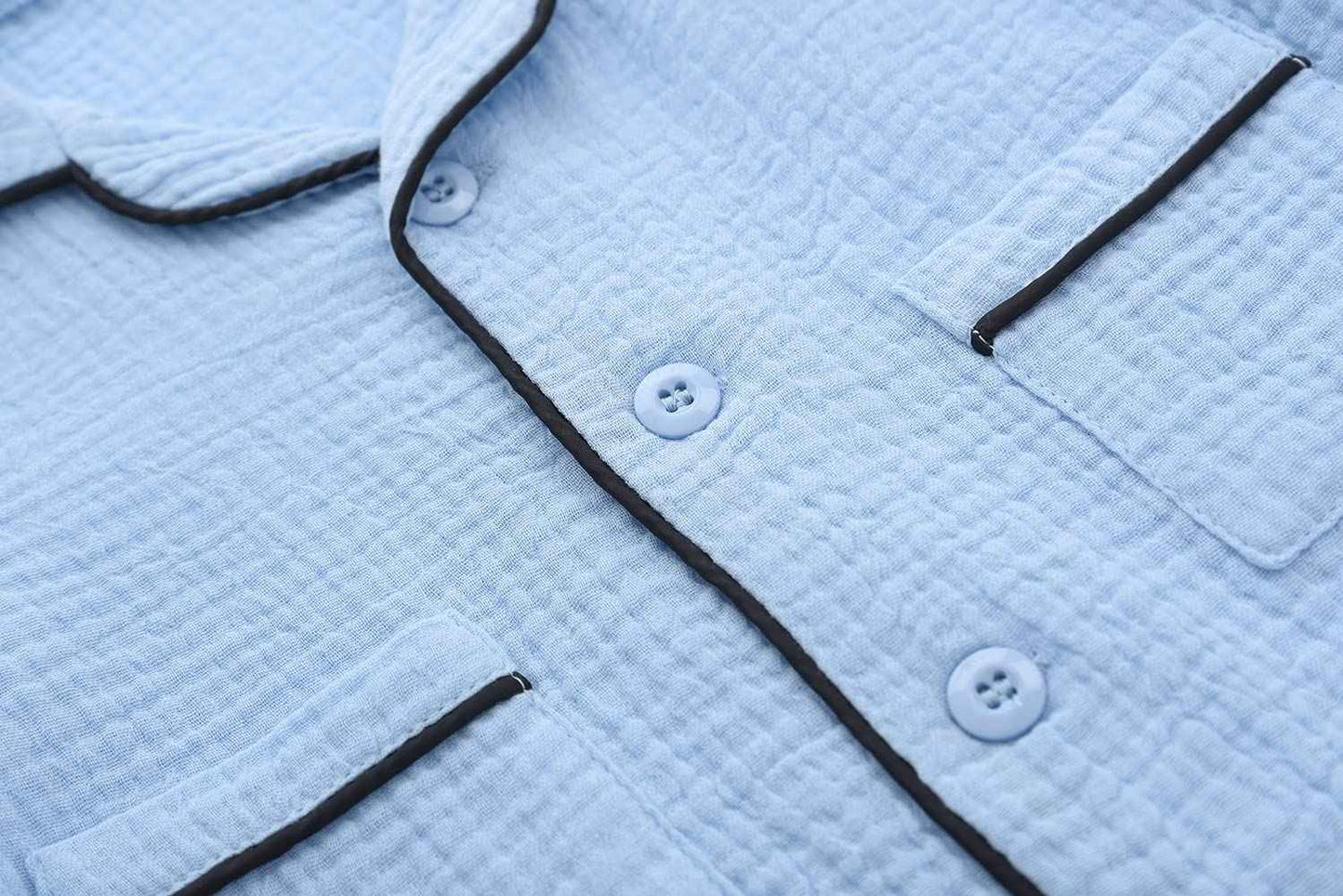 BINIDUCKLING Kids Pajamas Girls Button Up Short Pjs 6-7 Years Blue