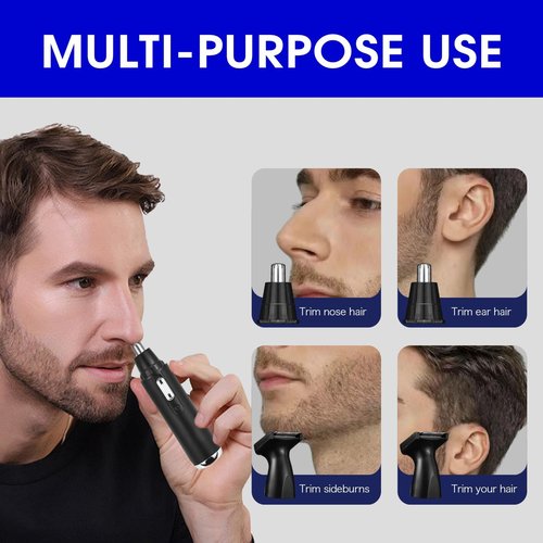 ETbyto Back Shavers for Men Long Handle，Multifunctional Self-Service Electric Back Hair Razor with Adjustable Handle，Men's Back Shaver wiht Nose Hair Trimmer Set and 2 Shock Absorber Flex Heads，Black