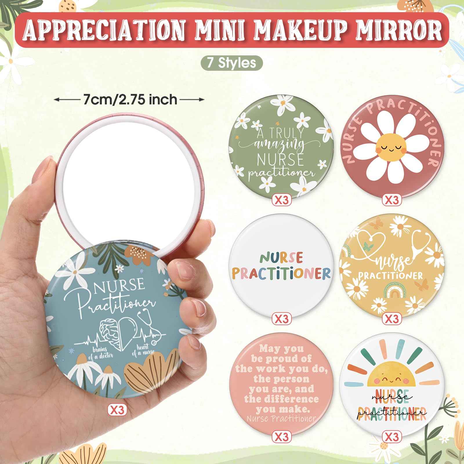 SilTriangle 21 Set Christmas Nurse Gifts Nurse Practitioner Gifts for Women Bulk Medical Cosmetic Bags Compact Mirrors Canvas Makeup Bag Nurses Gift for Employee Team Staff