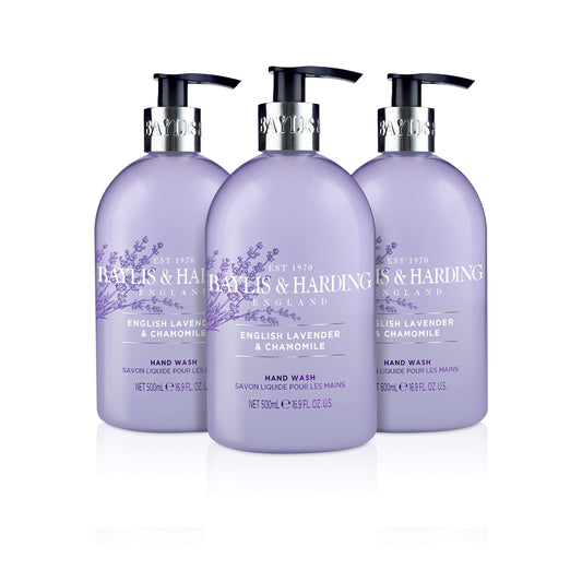 Baylis & Harding English Lavender & Chamomile 500ml Hand Wash,16.9 Fl Oz (Pack of 3)