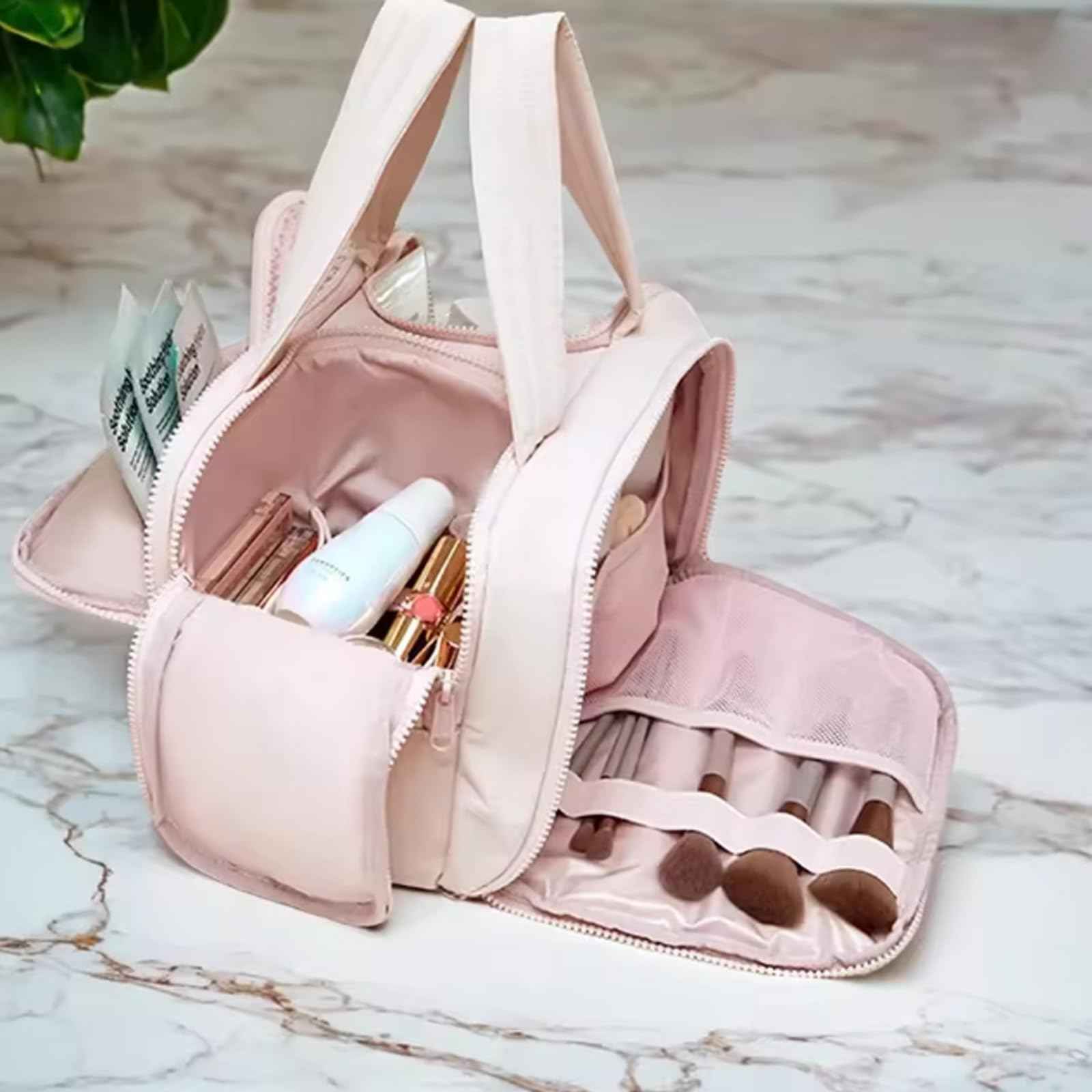 Ptop Toiletry Bag, Travelfree Toiletry Bag, Travel Toiletry Bag, 4-in-1 Multi-functional Wide-Open Travel Cosmetic Bag, Waterproof Dry-Wet Separation(Black)