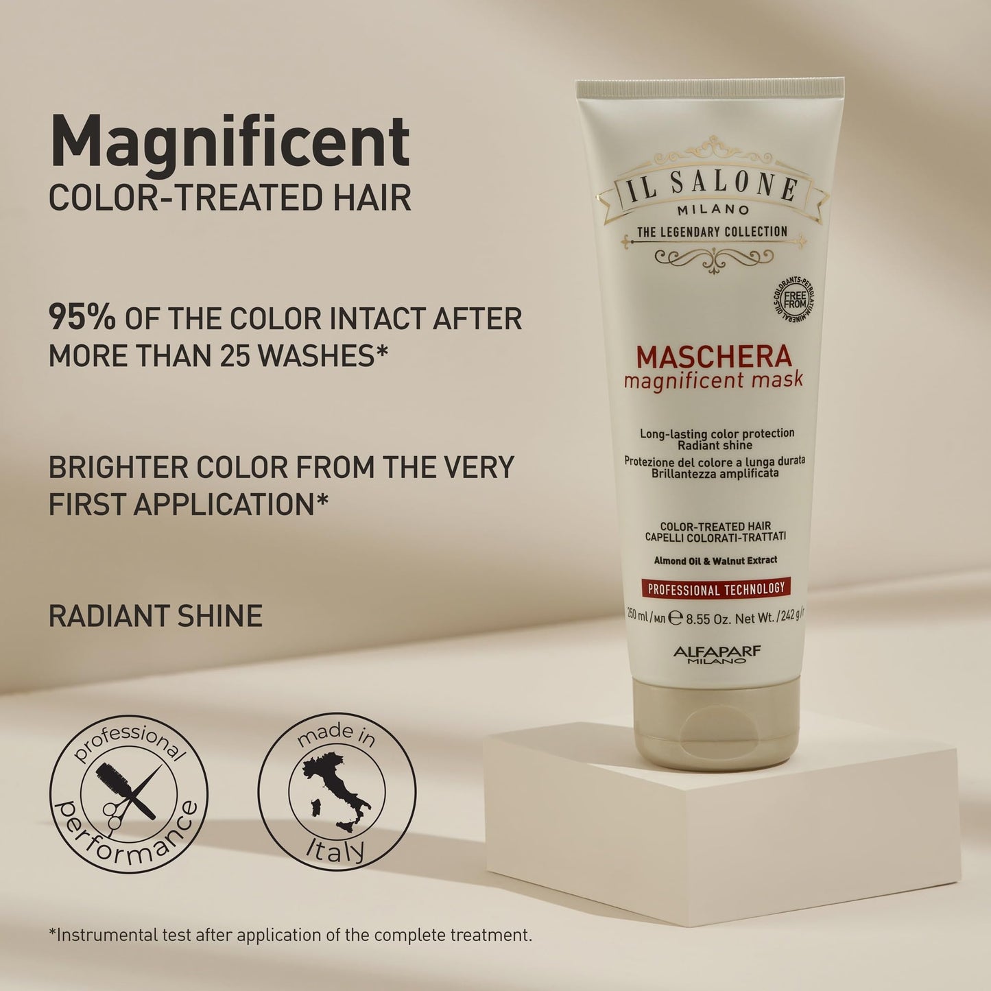 Il Salone Milano Professional Magnificent Mask - Moisturizing Hair Mask for Color Treated Hair - Provides Lasting Color Protection + Shine - Vegan, Salon-Quality Hair Care (8.55 oz / 250 ml)