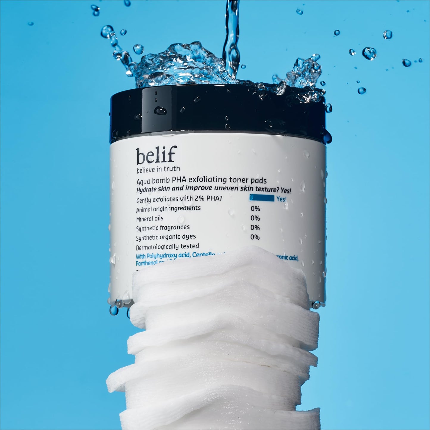 belif Aqua Bomb PHA Exfoliating Toner Pads: 2% PHA, Centella, HA Exfoliation & Hydration Toner Pads, Lightweight, Good for Dryness, Uneven Texture, Pores, Dullness, Oiliness, Korean Skin Care