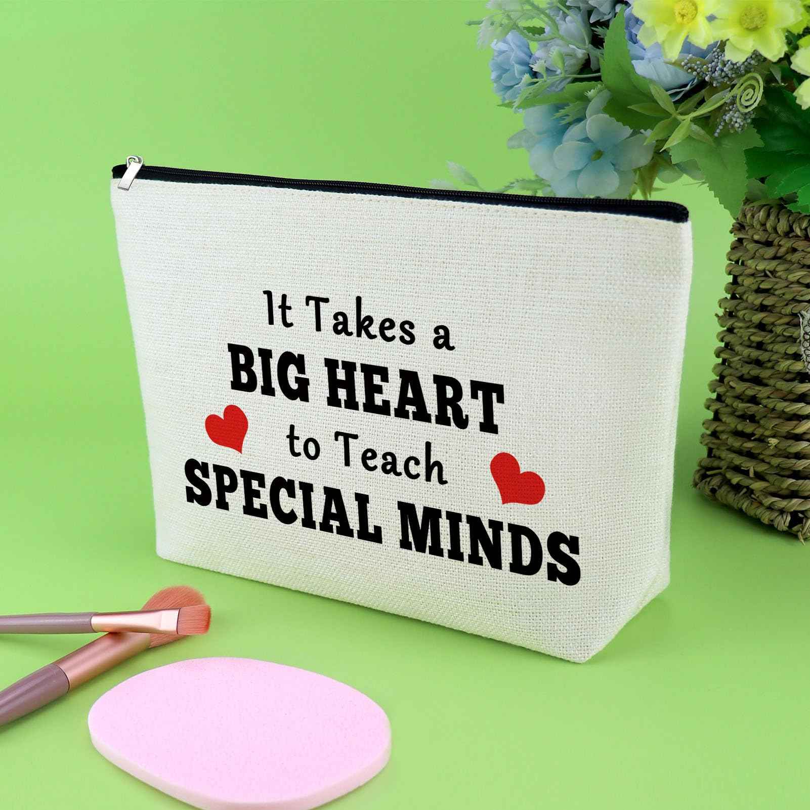 Gevody Special Ed Teacher Appreciation Gifts Special Education Cosmetic Bag Thank You Gifts for Asl Disabler Sped Autism Teacher Coworker Makeup Bag Teaching Cosmetic Pouch Christmas Birthday Present