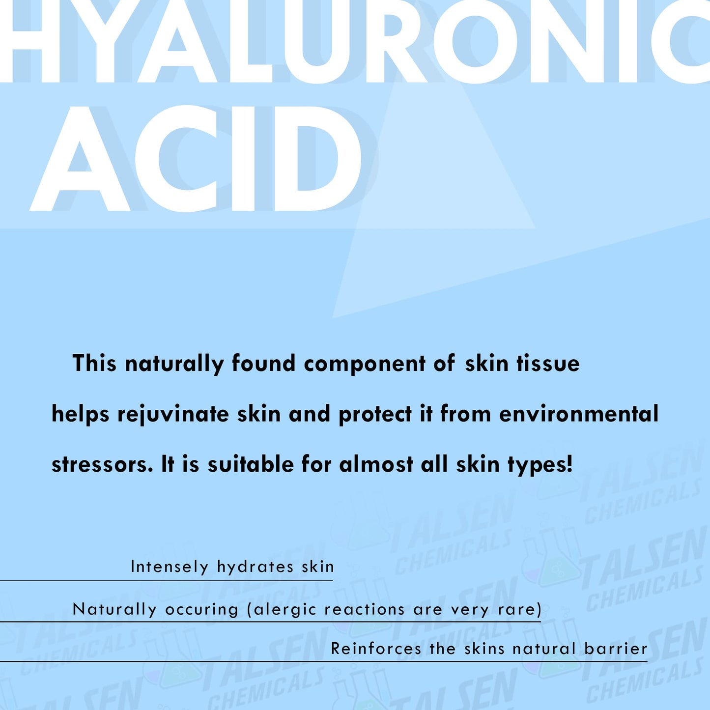 Talsen Chemicals Hyaluronic Acid Powder (1 oz. / 28 grams) 1800 kDa+ Pure Hyaluronic Acid Powder Natural Cosmetic Grade, Hyaluronic Acid High Molecular Weight Powder, DIY Hyaluronic Acid Serums