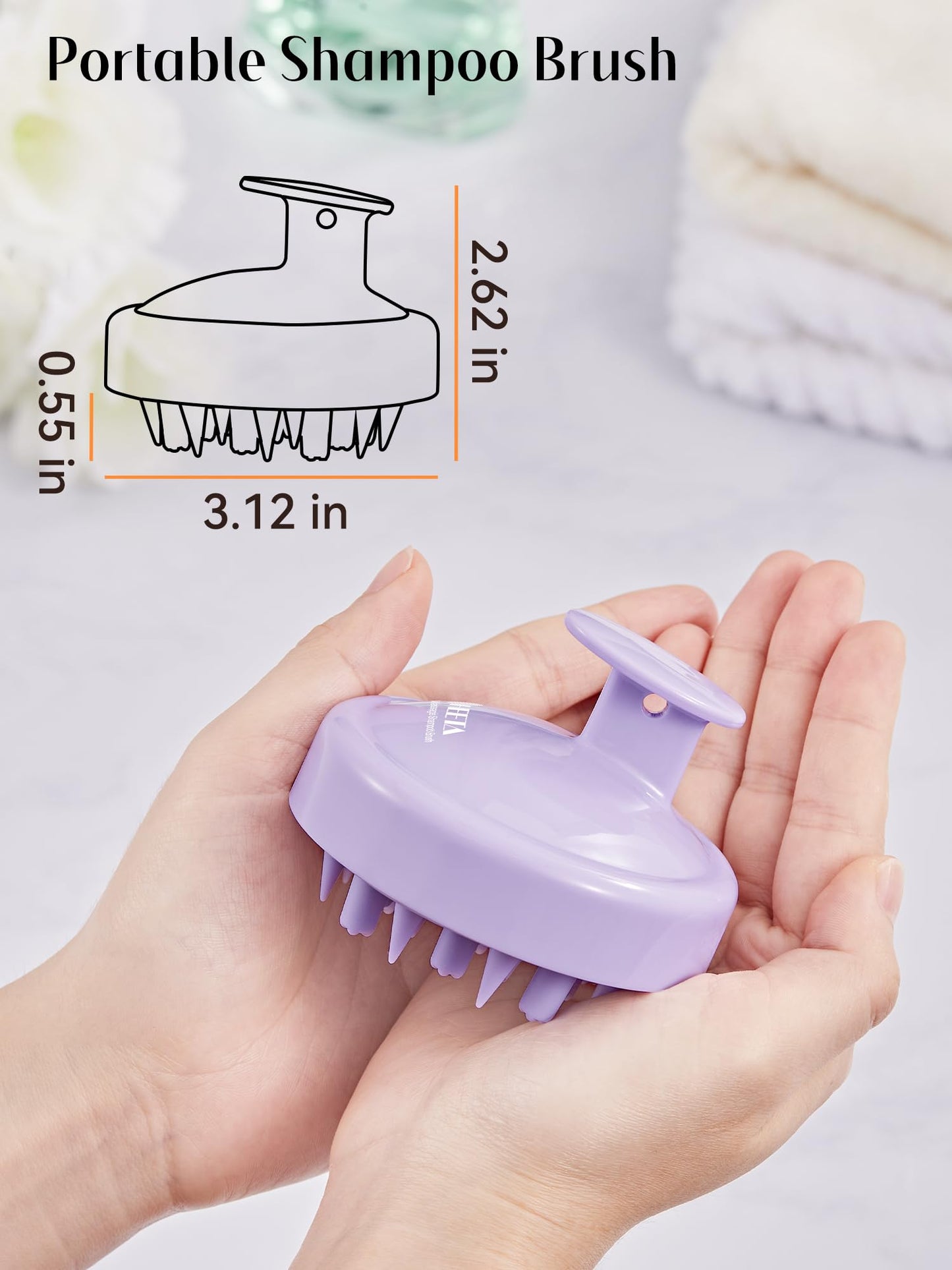 HEETA Hair Scalp Massager Brush, Updated Hair Shampoo Brush, Wet & Dry Scalp Exfoliator with Soft Silicone Bristles, Head Massager Washing Hair Care Tool for Women Men Kid, Lavender Purple