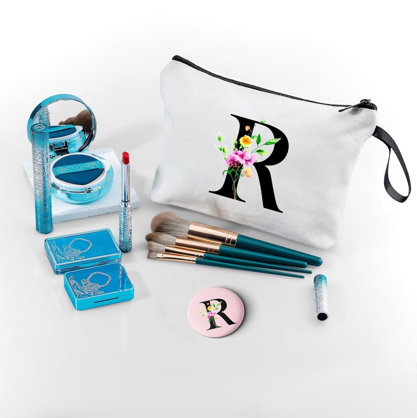 SEAMOON Personalized Makeup Bag,Women Gifts for Birthday,Unique Gifts for Women,Mother Gift,Makeup Bag with Mirror,Birthday Gifts for Friends Female,Personalized Gifts,Letter R