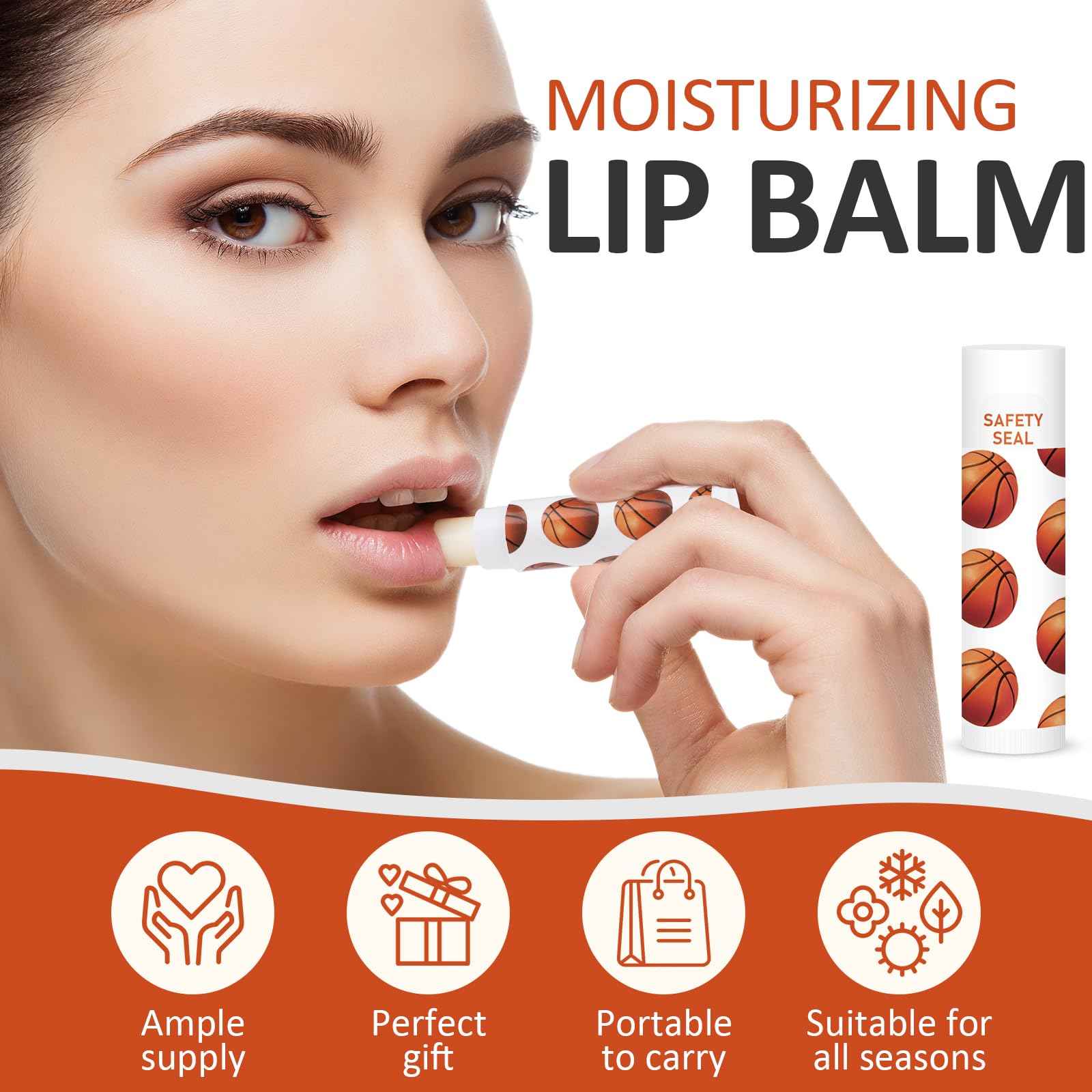 DMSKY 60 Pcs Lip Balm Bulk, Basketball Party Favors for Team Gifts for Players Teen Girls Boys Sports Party Supplies