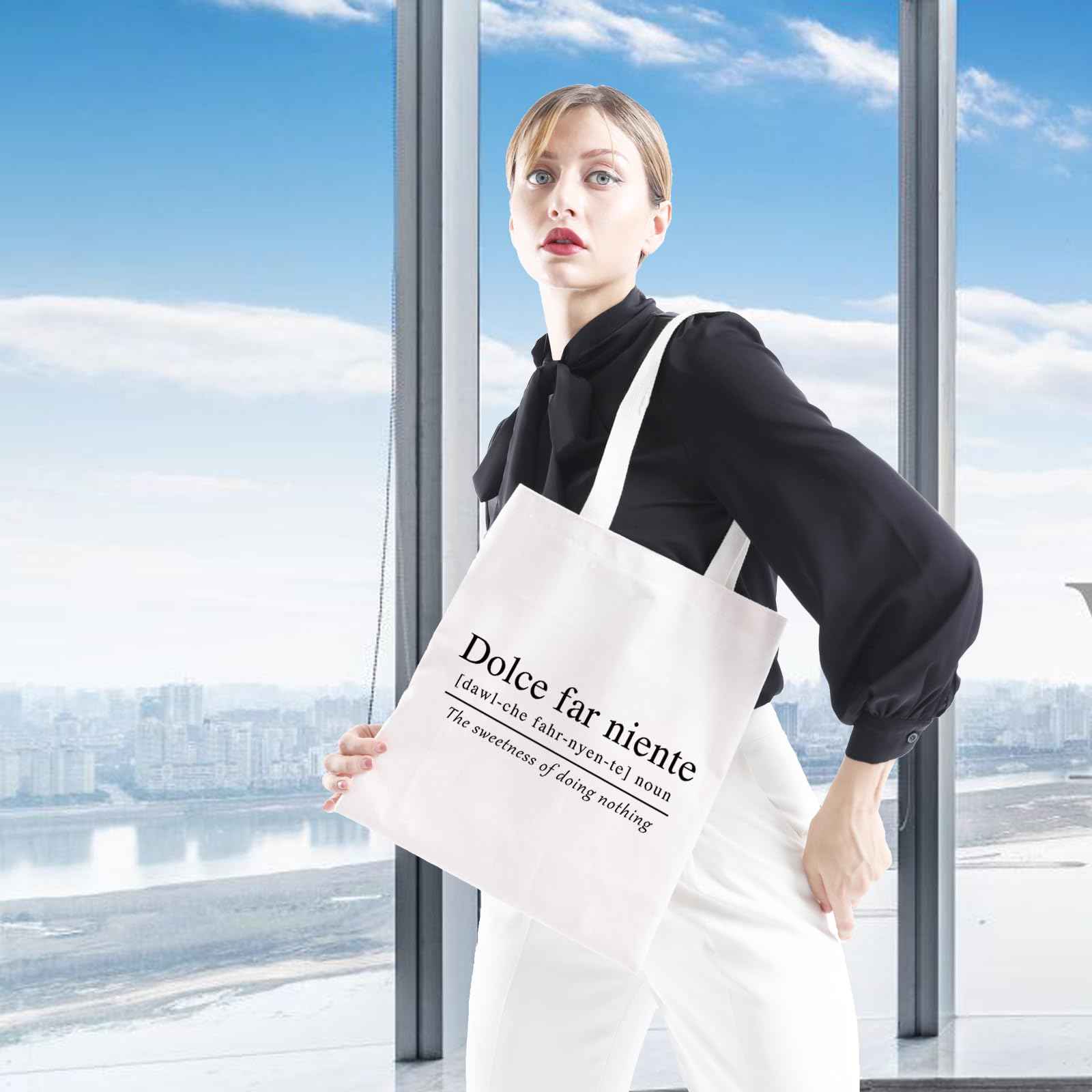 GJTIM Italian Themed Sweet Doing Nothing Quote Dolce Far Niente Italy Lover Gift Zipper Pouch Travel Bag Tote