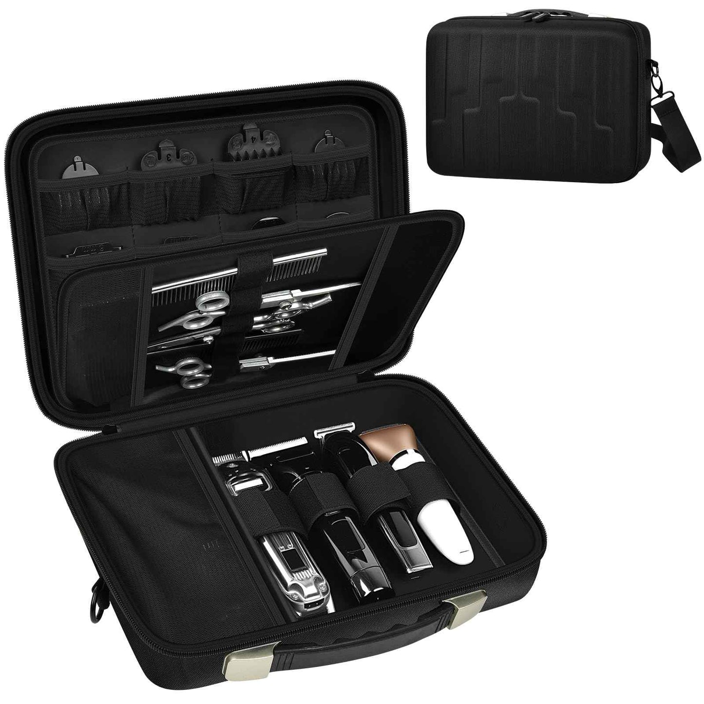 ANKHOH Barber Case for Ufree/for Wahl/for Andis/for Novah/for Solati Hair Clippers, Mens Beard Trimmer Universal Hair Tool Organizer, Barber Kit and Accessories Travel Bag (Box Only)