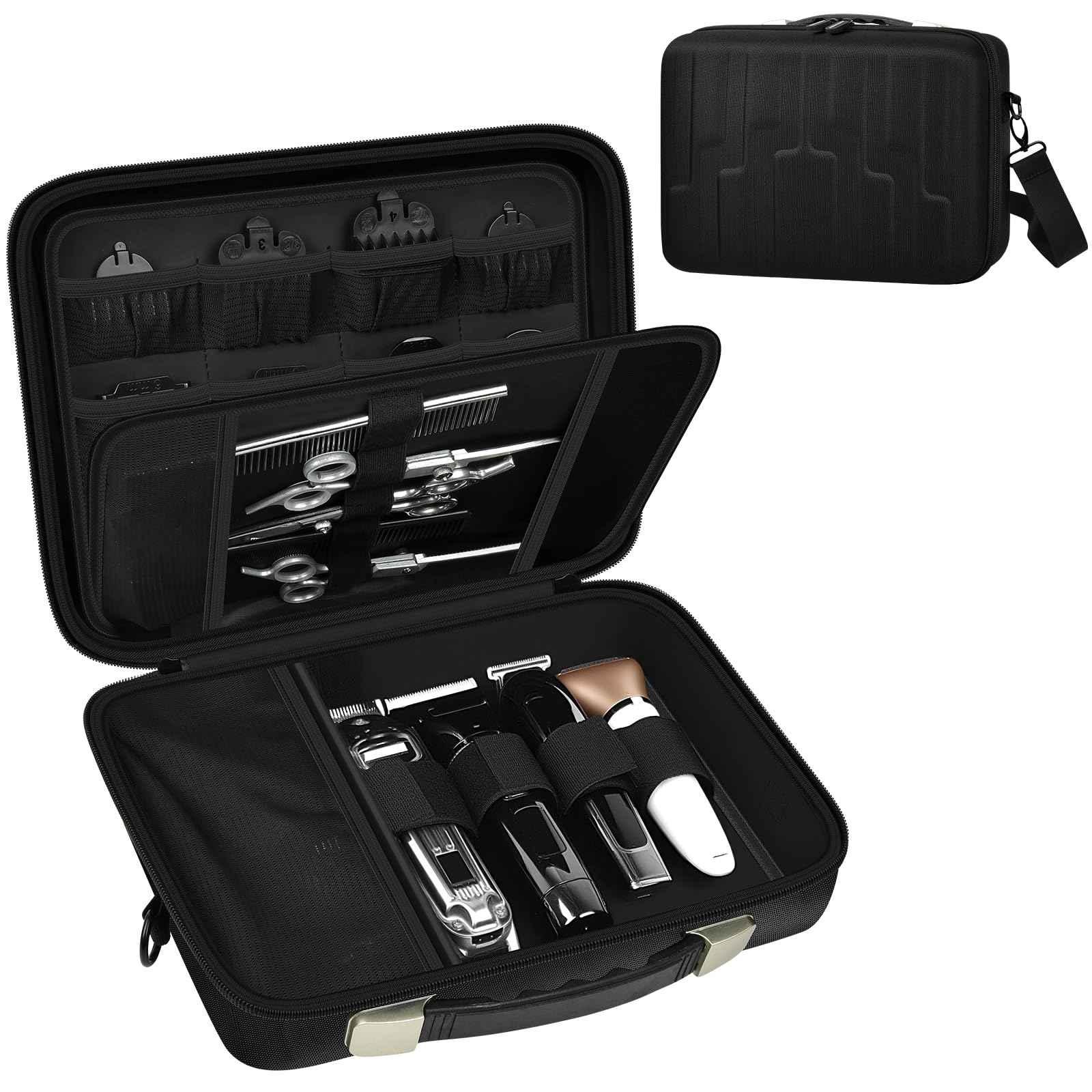 ANKHOH Barber Case for Ufree/for Wahl/for Andis/for Novah/for Solati Hair Clippers, Mens Beard Trimmer Universal Hair Tool Organizer, Barber Kit and Accessories Travel Bag (Box Only)