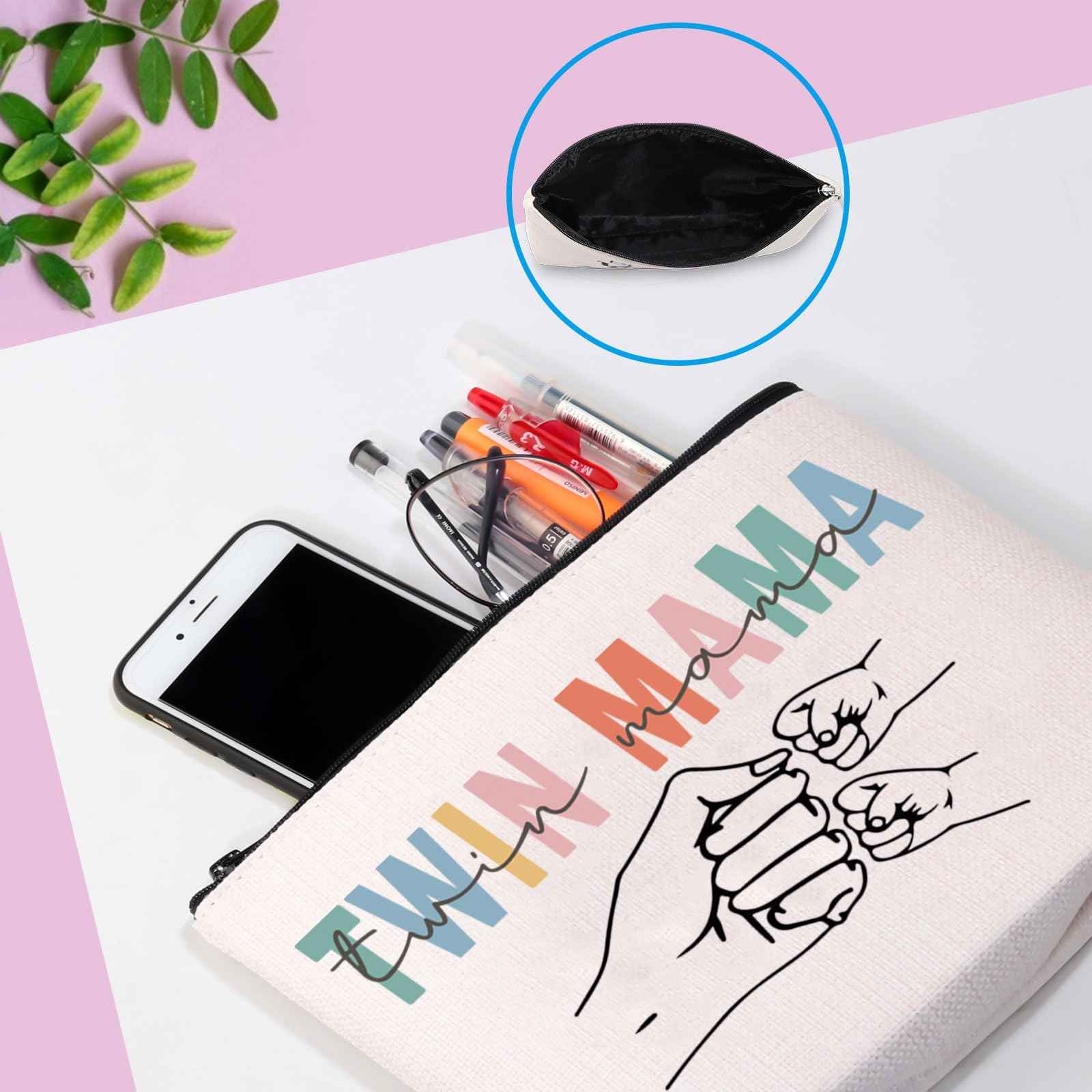 Twin Mama Gift Mom Of Twins Gift Makeup Bag Mommy To Be Gift New Mom Travel Pouch Mothers Day Gift from Twins (Twin Mama Bag)