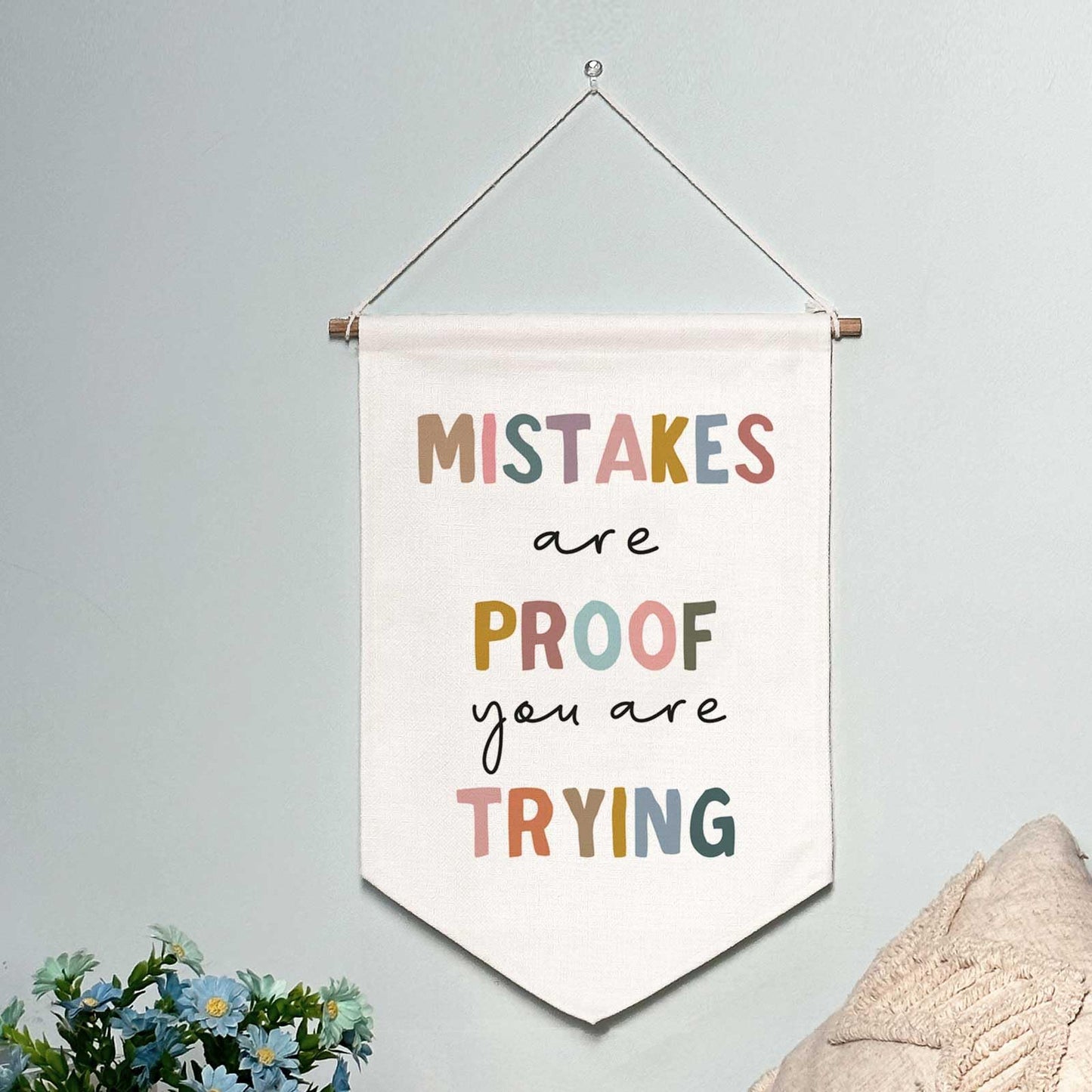 Classroom Wall Hanging Banner Poster Therapy Office Decor Calm Down Corner School Counselor Mental Health Growth Mindset Poster Anxiety Educational Wall Banner (Mistake are Proof)