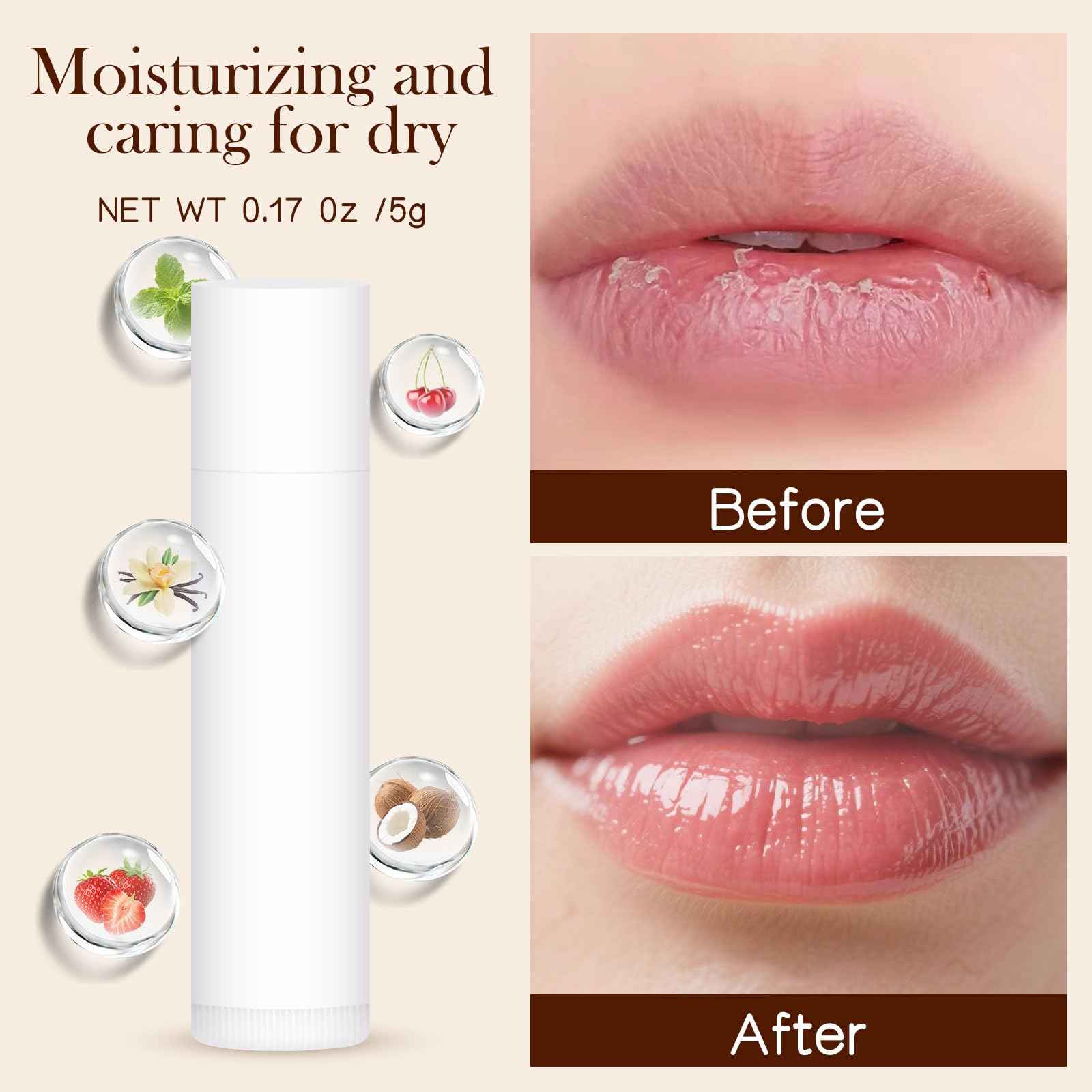 50-Pack Unlabeled Lip Balm Bulk – Natural Shea Butter & Vitamin E, 5 Flavors – Blank Tube Custom Labels for Party & Wedding Favors, Baby Shower & Gift Basket Filling