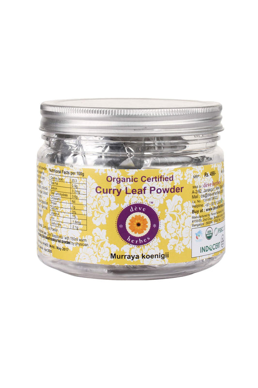 Deve Herbes Pure Curry Leaf Powder (Murraya koenigii) Organic Certified 200gm (7.05 oz)…