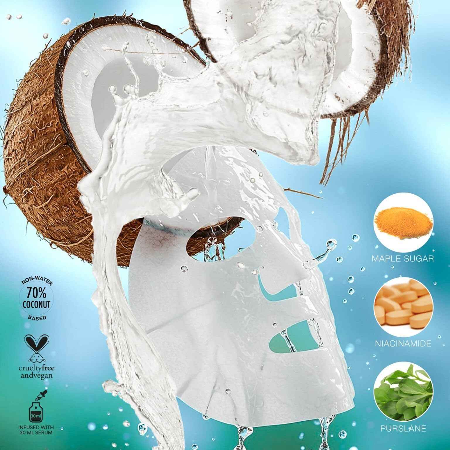 STARSKIN After Party 4x40g, Bio-Cellulose Brightening Face Mask for all Skin Types, Korean Skincare Mask infused with Vitamin C Serum and Niacinamide, Energizing and Soothing, K Beauty Skincare