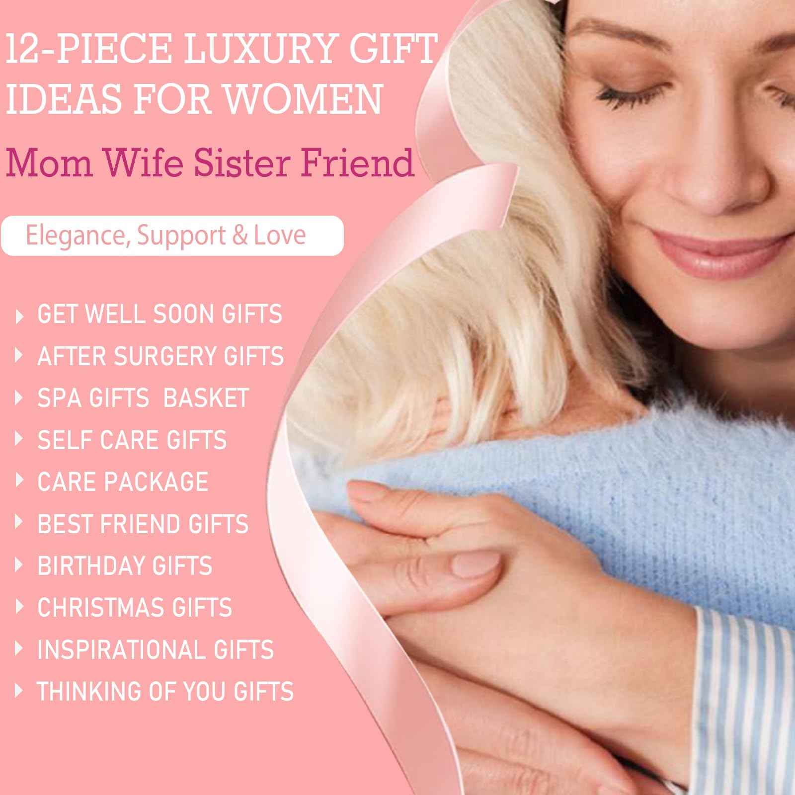 Gift Baskets for Women, Unique Care Package for Women, Self Care Christmas Gifts with Inspirational Gifts Blanket, Get Well Soon Gift for New Mom Wife Sister Friends Birthday