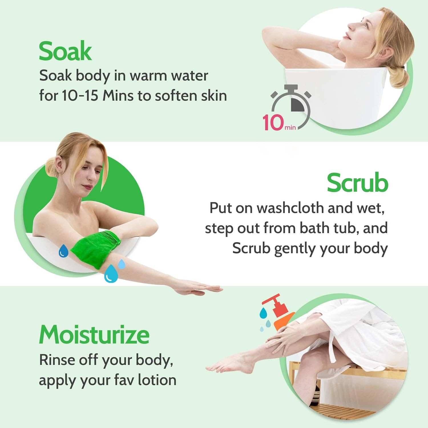 Modu 4 Pcs Korean Exfoliating Mitt Bath Washcloth 9.1 x 6 in - Asian Italy Towel (Large 4Pcs Green SkyBlue Pink Yellow)
