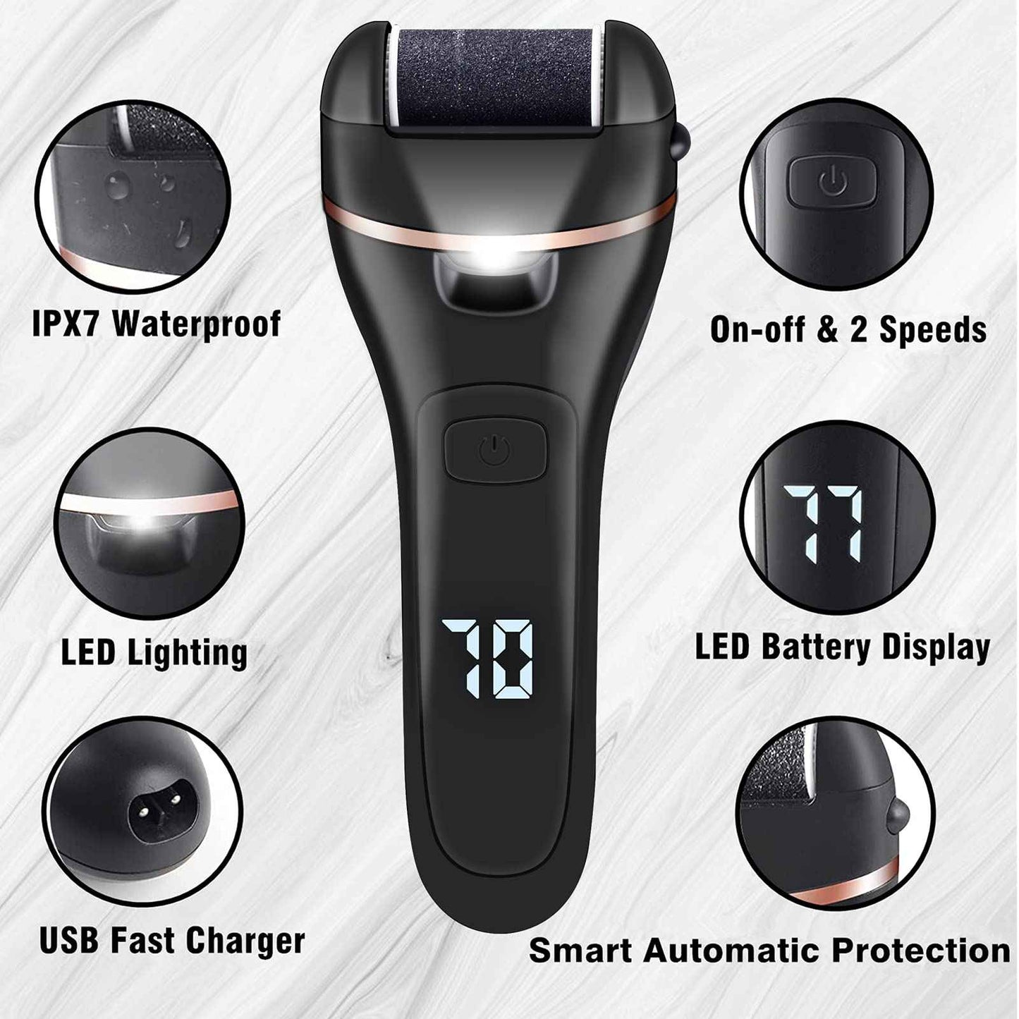 LAVAED Professional Electric Nail Drill Machine and Electric Callus Remover for Feet Waterproof Rechargeable Pedicure Kit