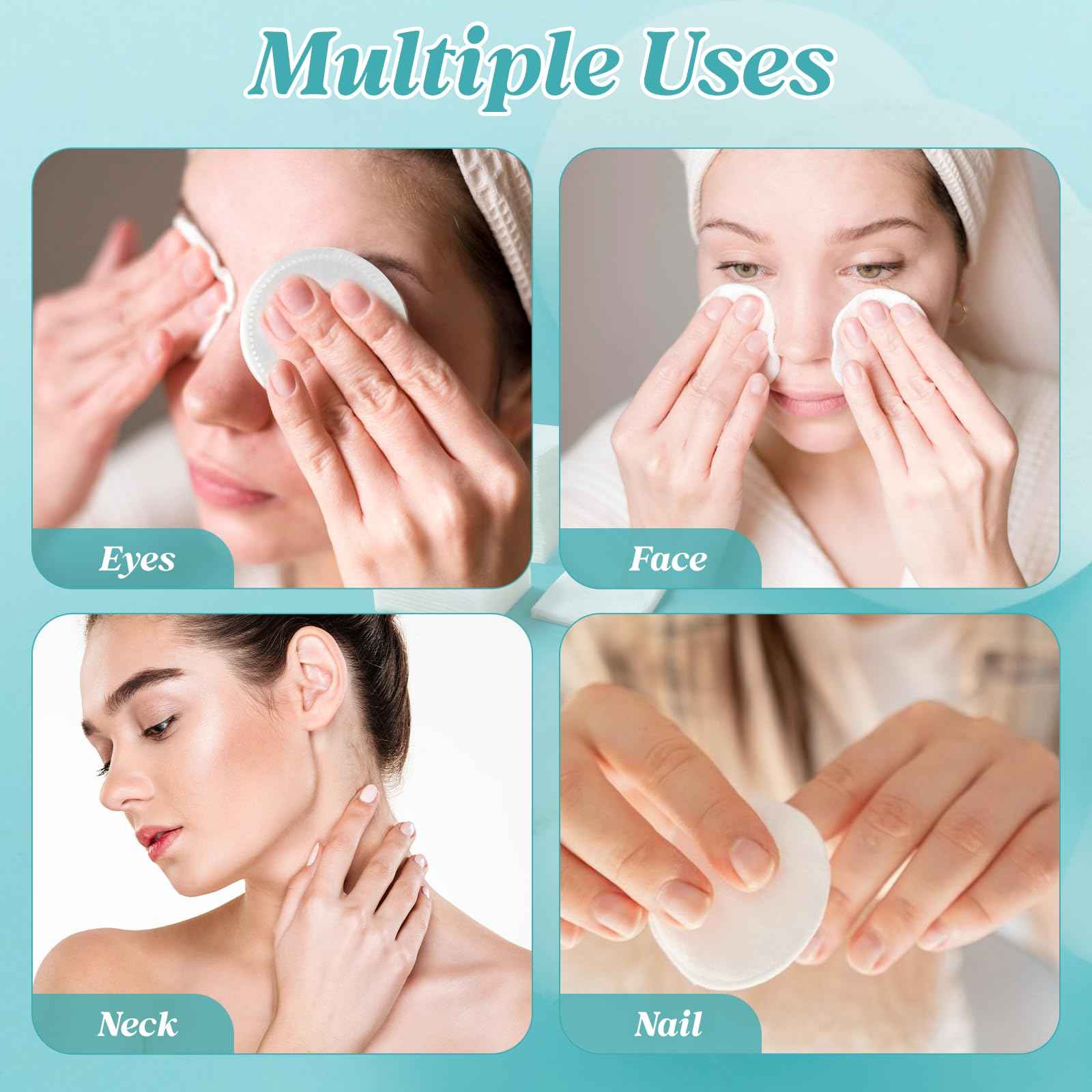 pink breeze Premium Cotton Rounds, 100 Count (Pack of 15) Cotton Pads for Face, 100% Cotton Makeup Remover Pads, Soft & Non-Irritating for Most Skin Types