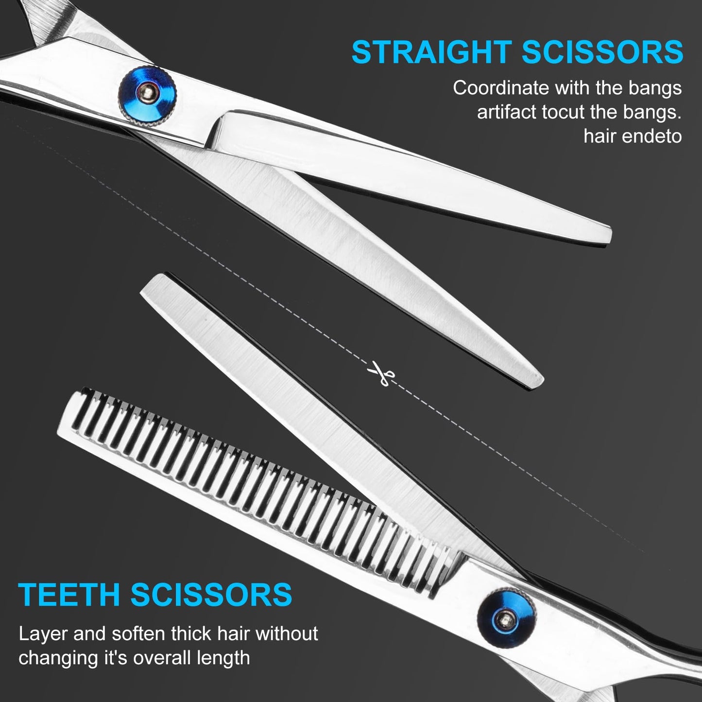 YUQGAOP Hair Cutting Scissors Set, Professional Stainless Cutting Hair Scissors, Barber Hair Cutting Scissors Thinning Shears Sharp Blades Hairdresser Haircut for Women/Men/kids