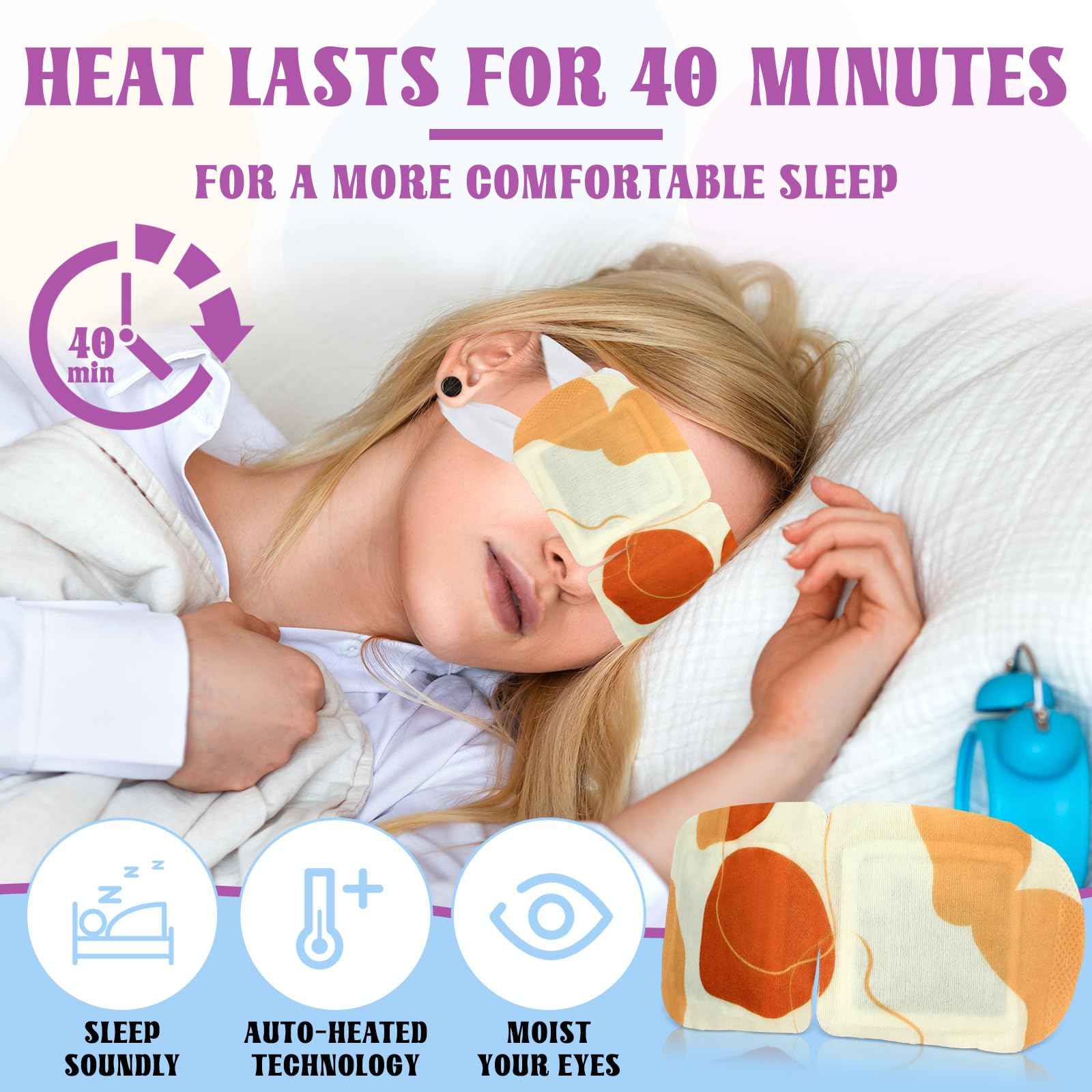 Chicingyou 100 Pcs Steam Eye Masks Disposable Self Heating Eye Mask Bulk Warm Compress Gifts for Home Office Travel Warm Sleep Eyestrain Relieve Supplies